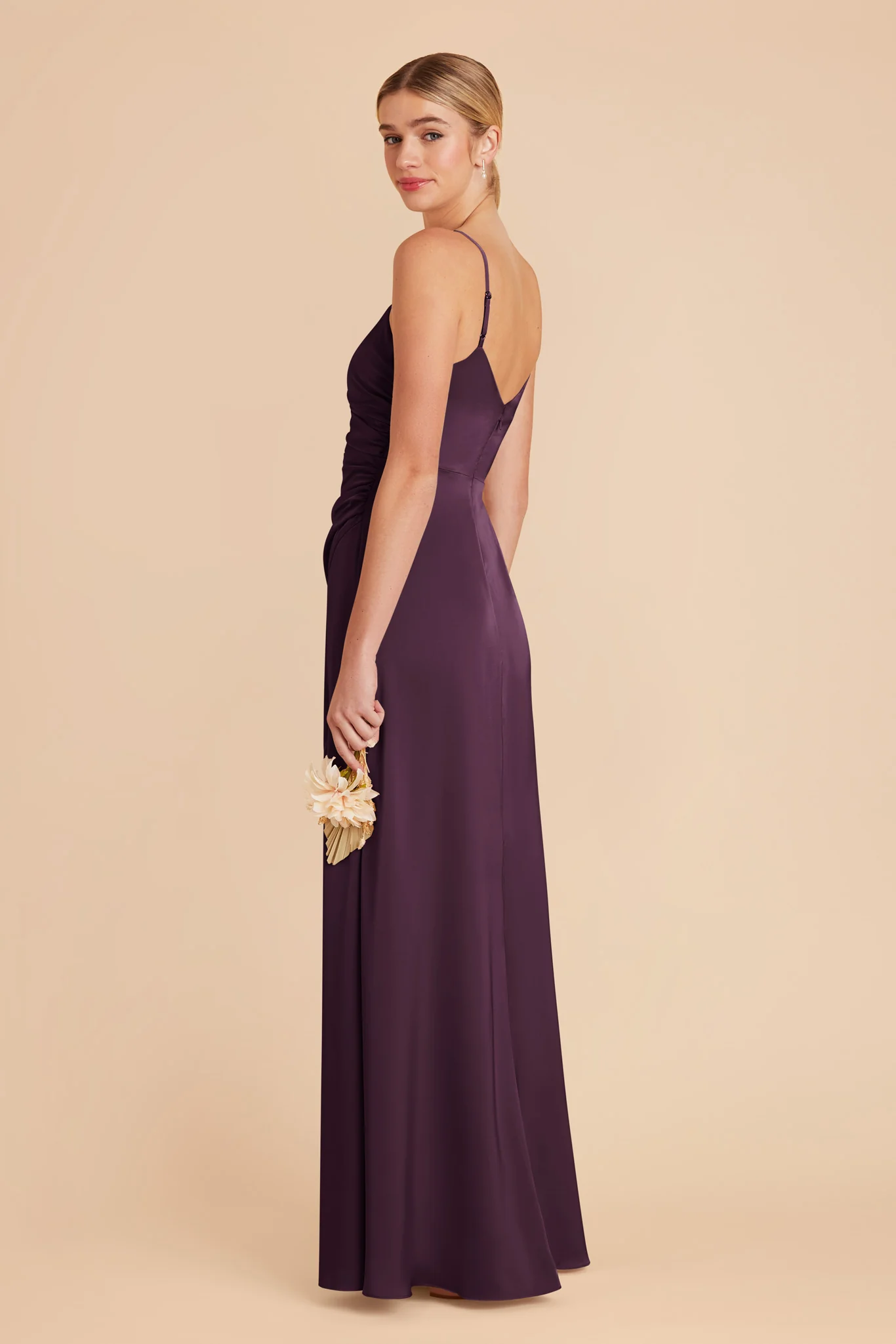 Catherine Matte Satin Dress - Plum - Image 5
