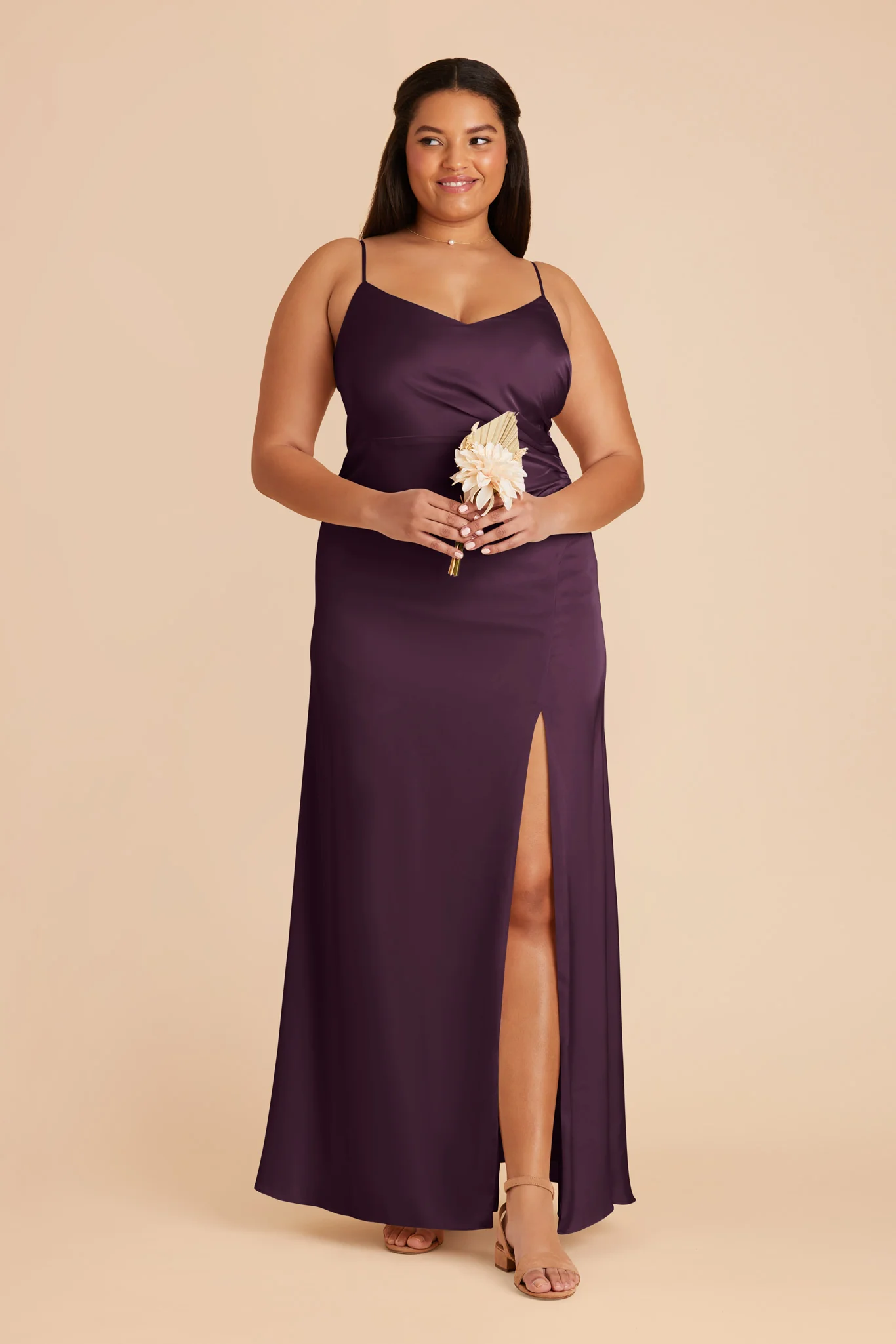Catherine Matte Satin Dress - Plum - Image 8