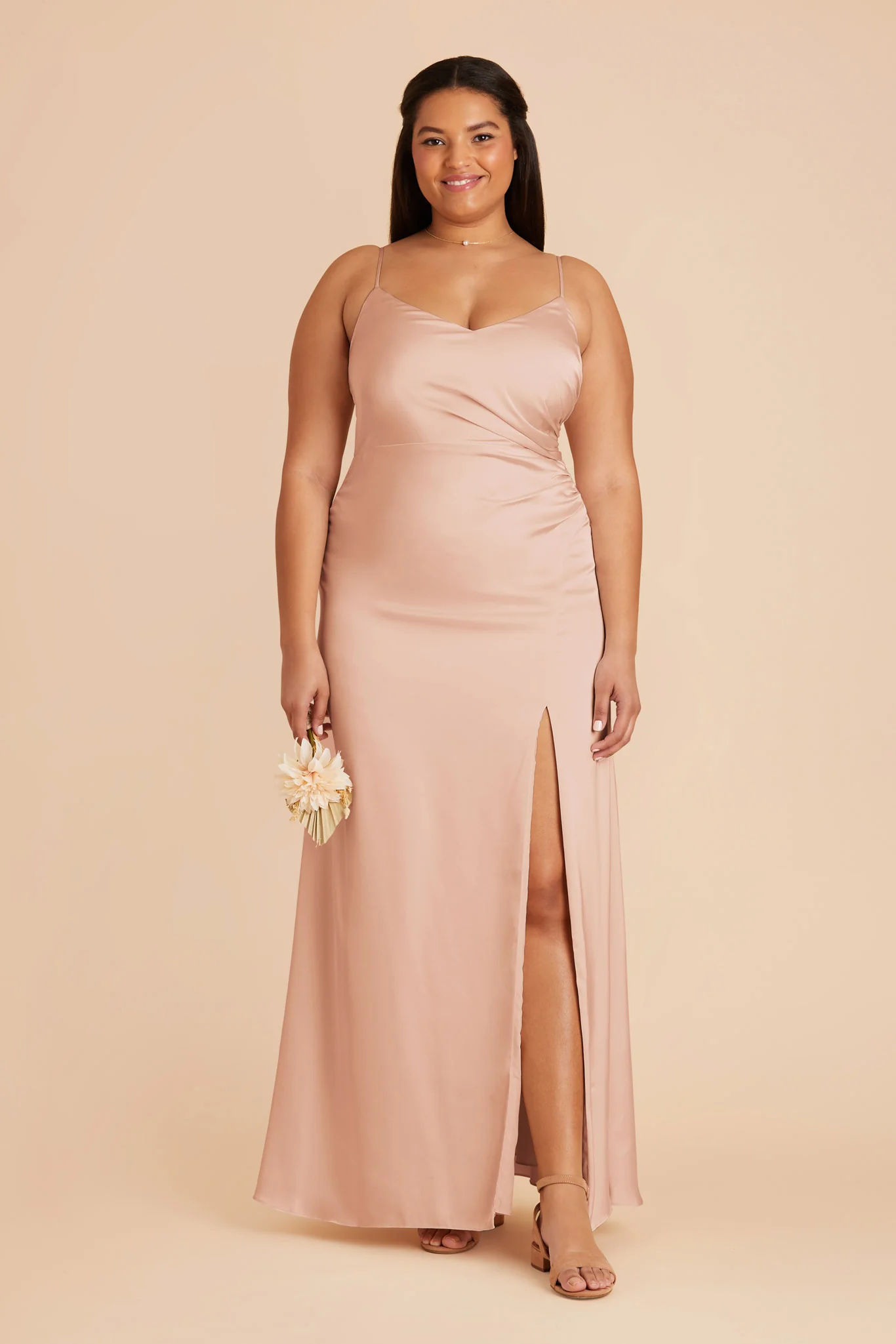 Catherine Matte Satin Dress - Rose Gold - Image 2