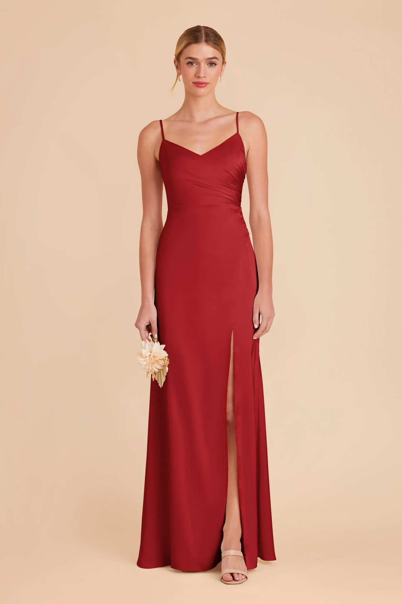 Catherine Matte Satin Dress - Ruby Red