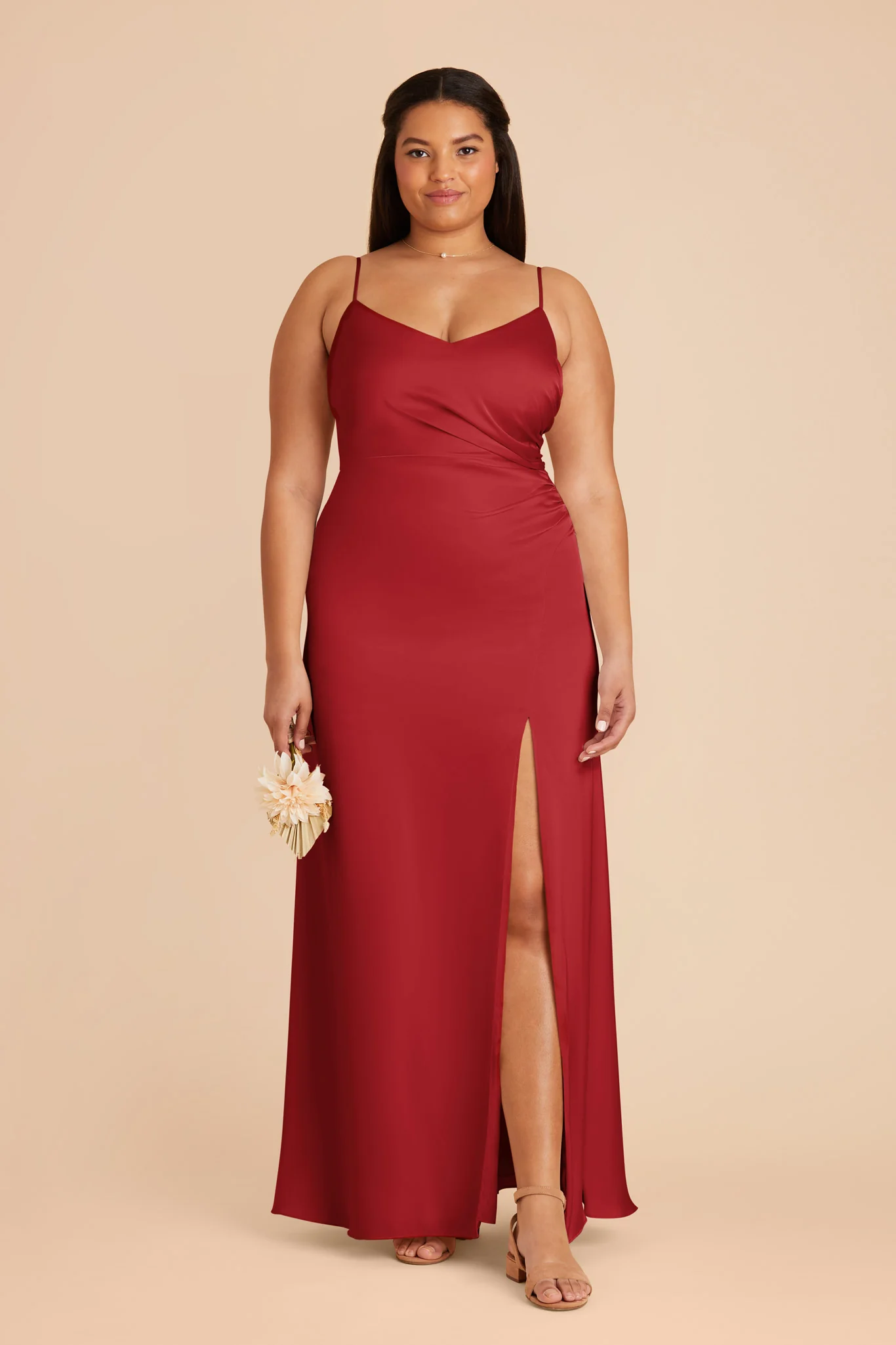Catherine Matte Satin Dress - Ruby Red - Image 2