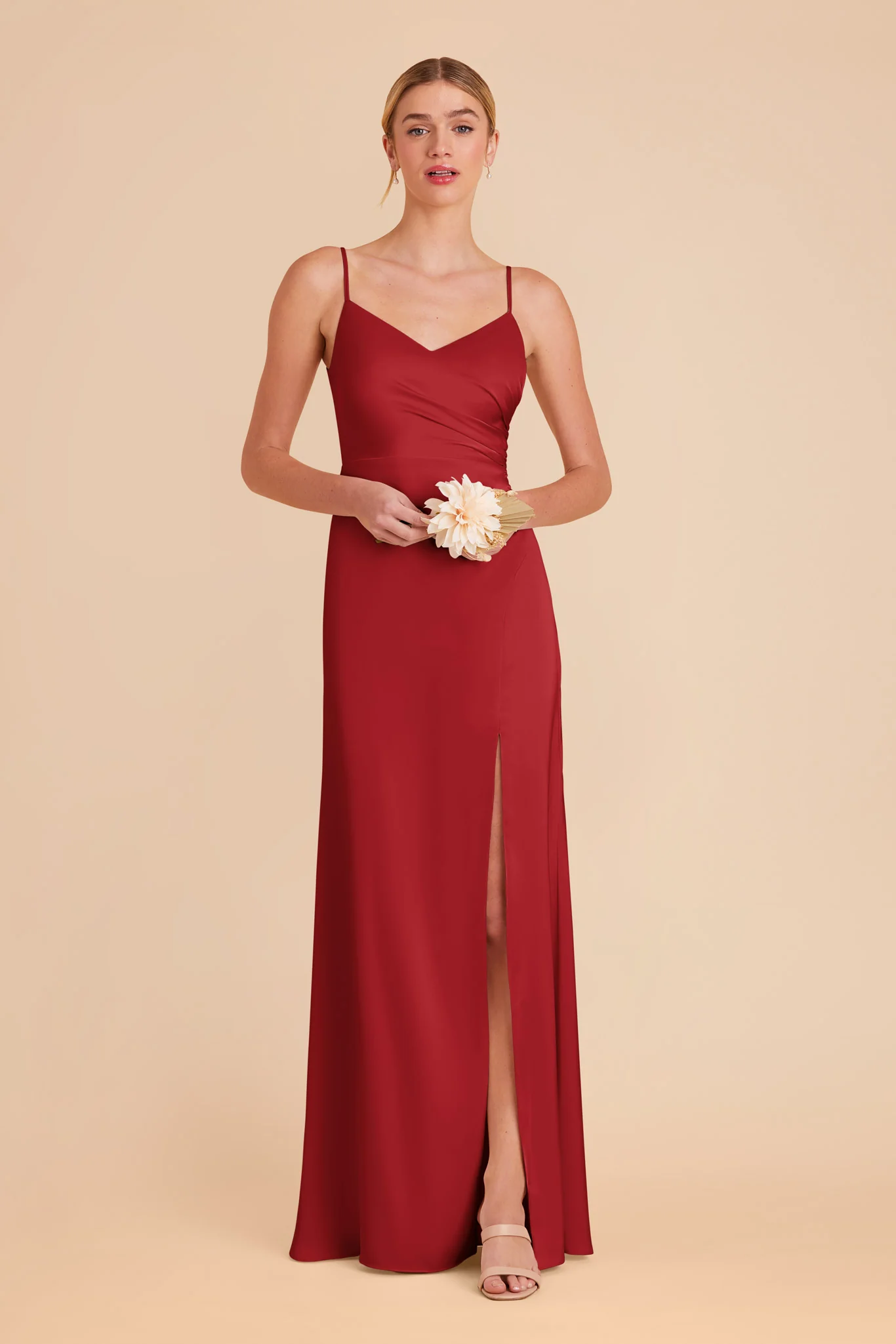 Catherine Matte Satin Dress - Ruby Red - Image 3