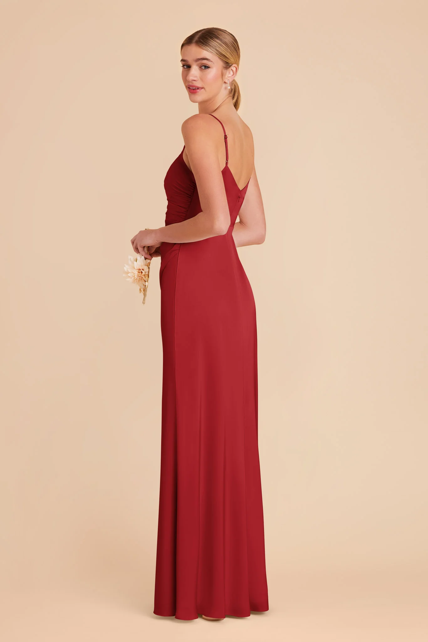Catherine Matte Satin Dress - Ruby Red - Image 4