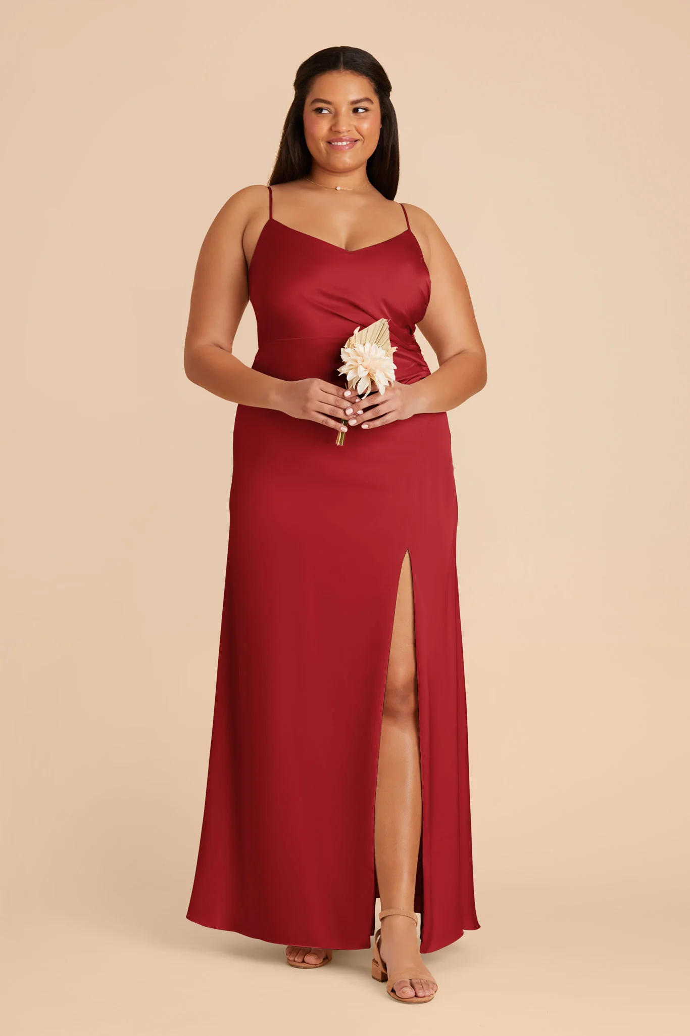 Catherine Matte Satin Dress - Ruby Red - Image 7