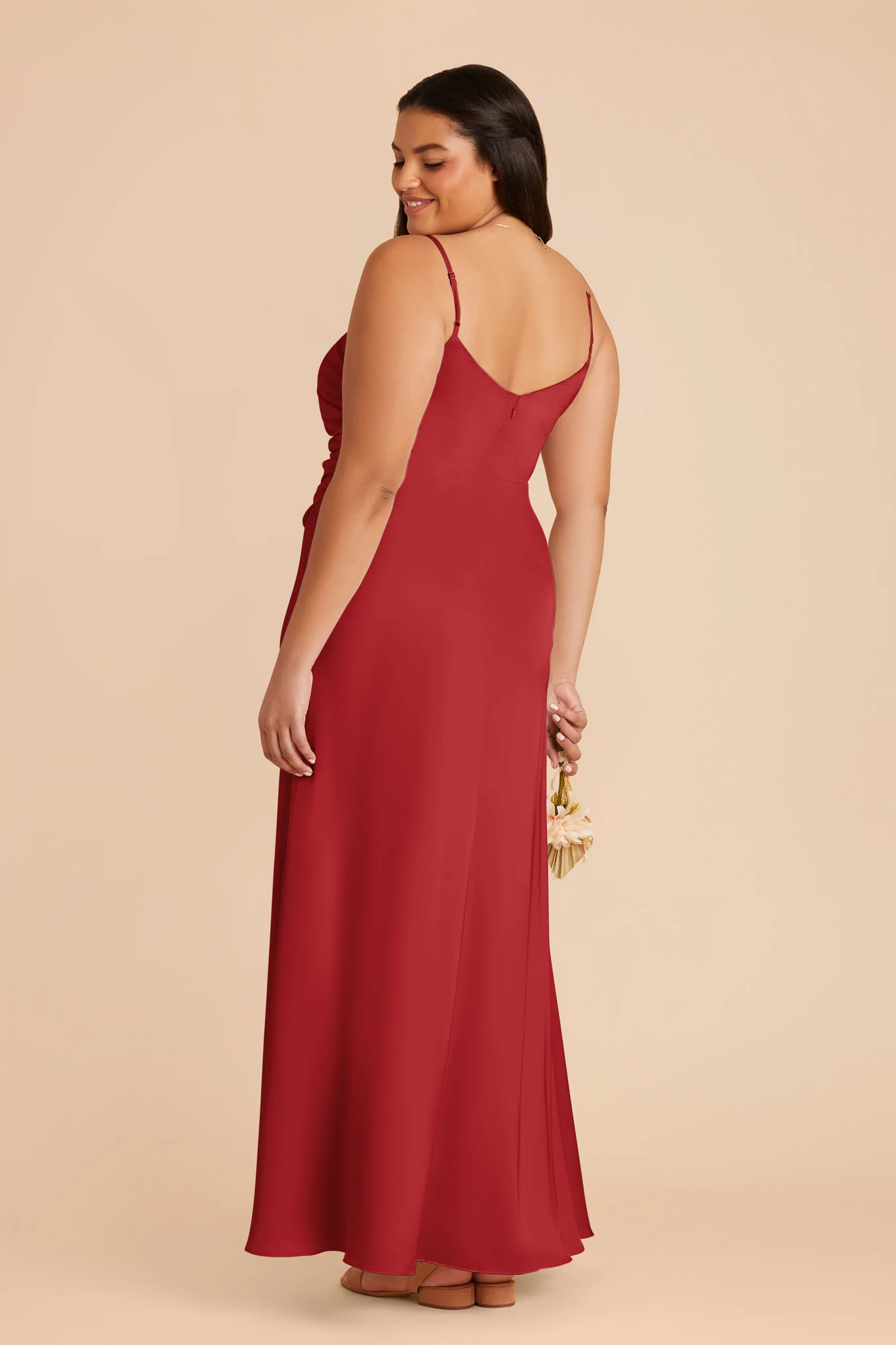 Catherine Matte Satin Dress - Ruby Red - Image 8
