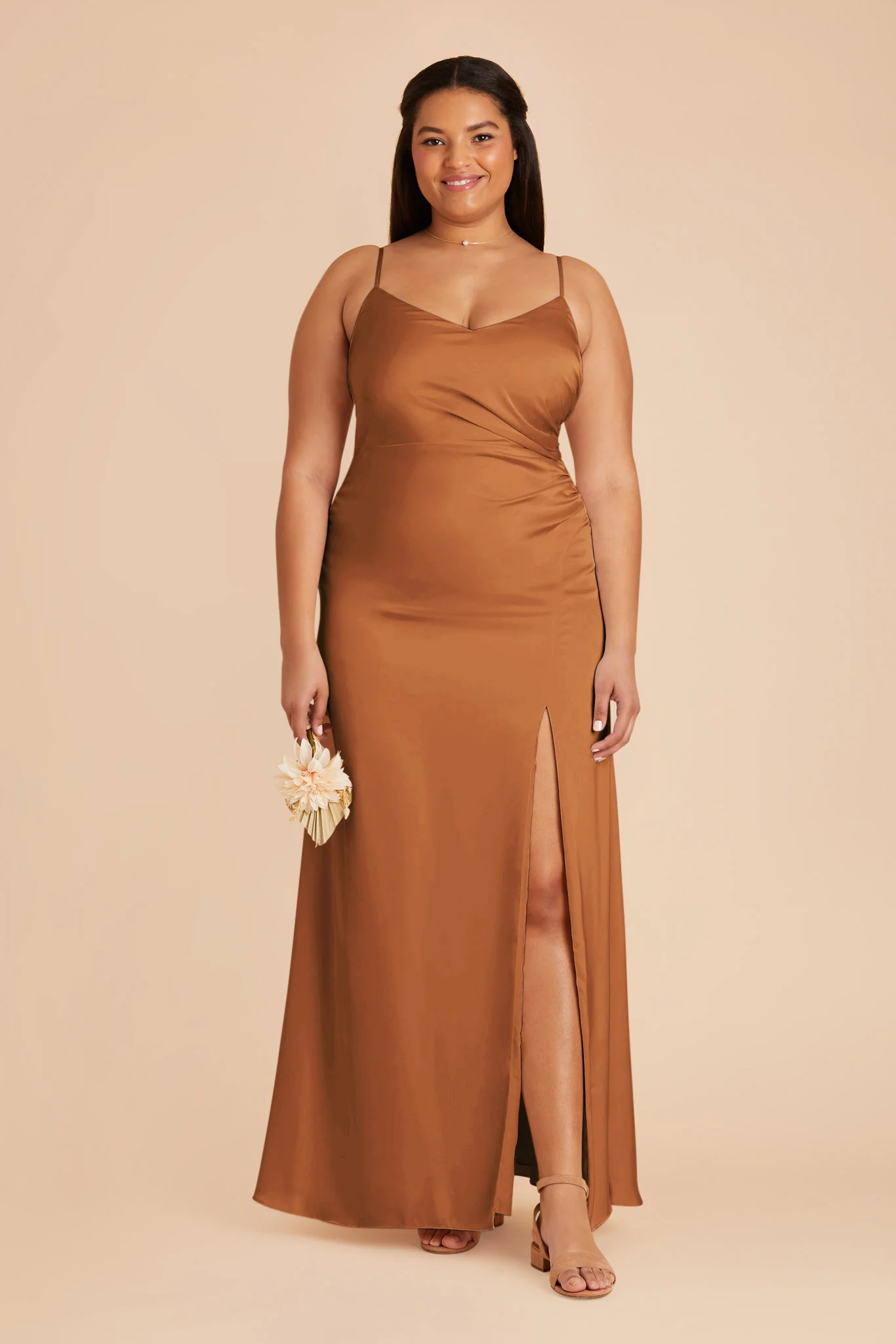 Catherine Matte Satin Dress - Rust - Image 2