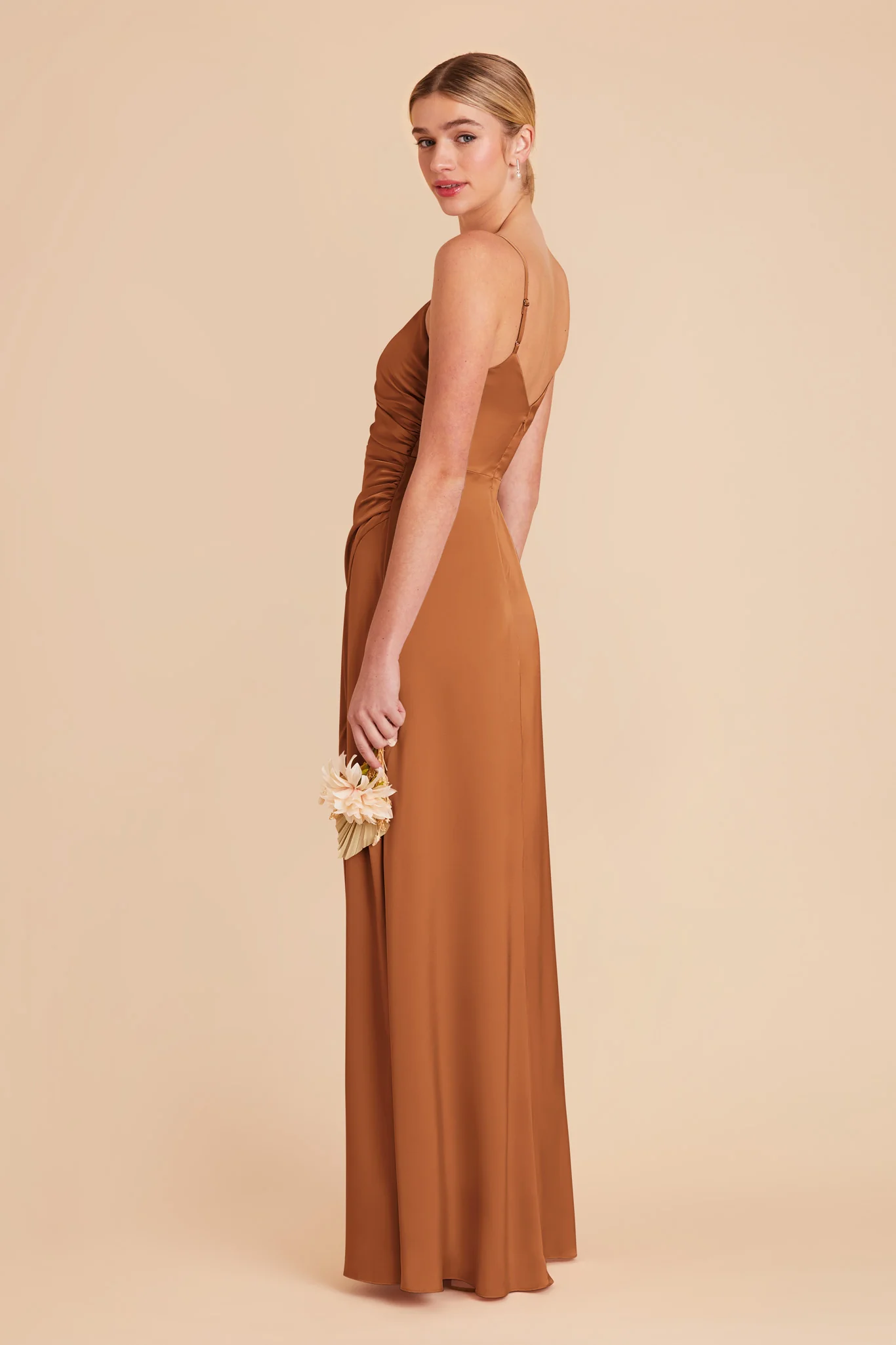 Catherine Matte Satin Dress - Rust - Image 4