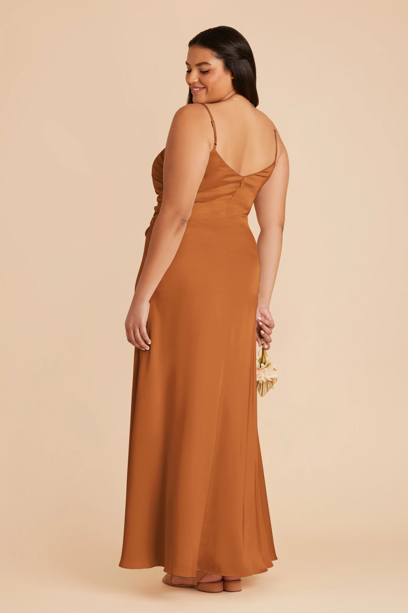 Catherine Matte Satin Dress - Rust - Image 7