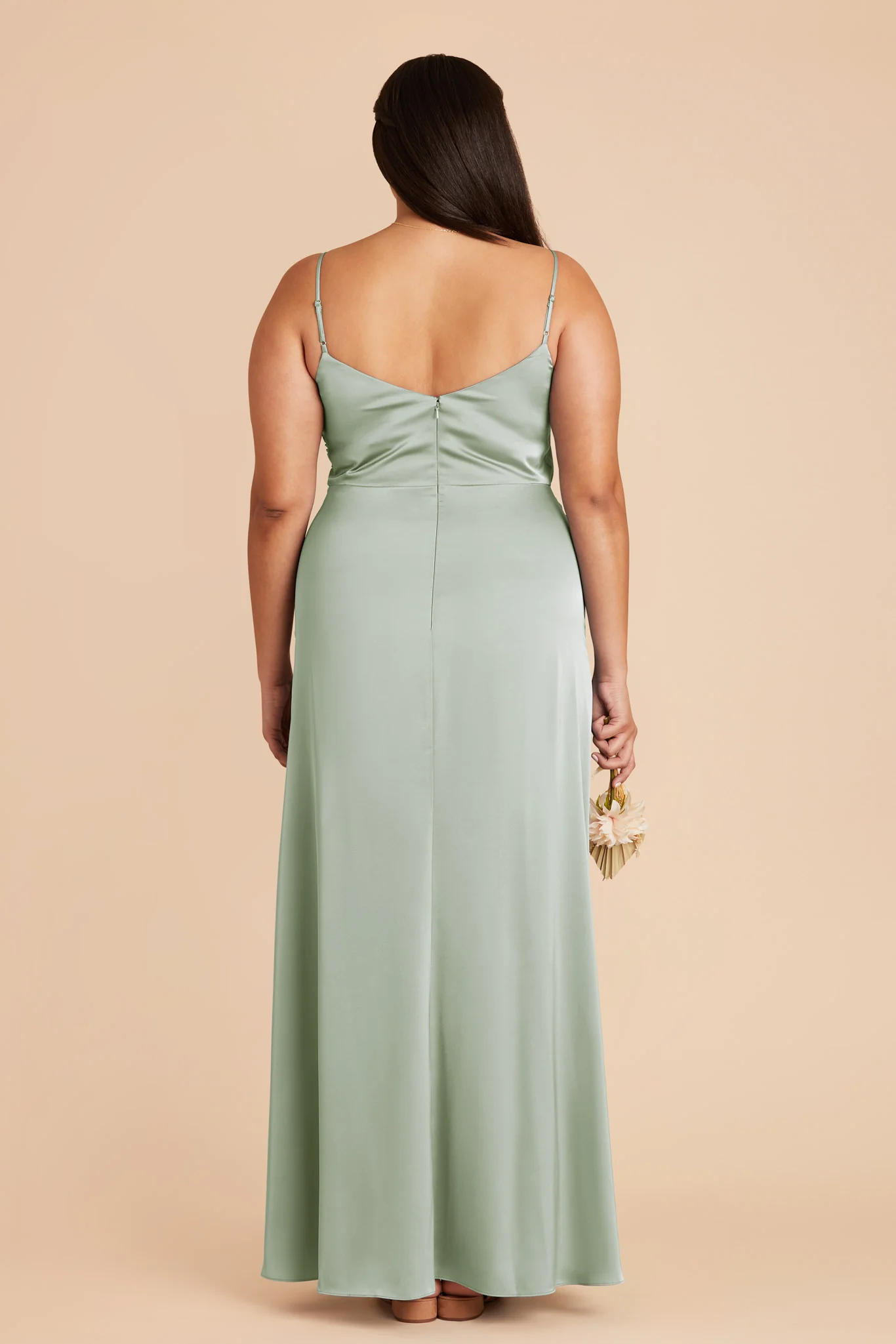 Catherine Matte Satin Dress - Sage - Image 11