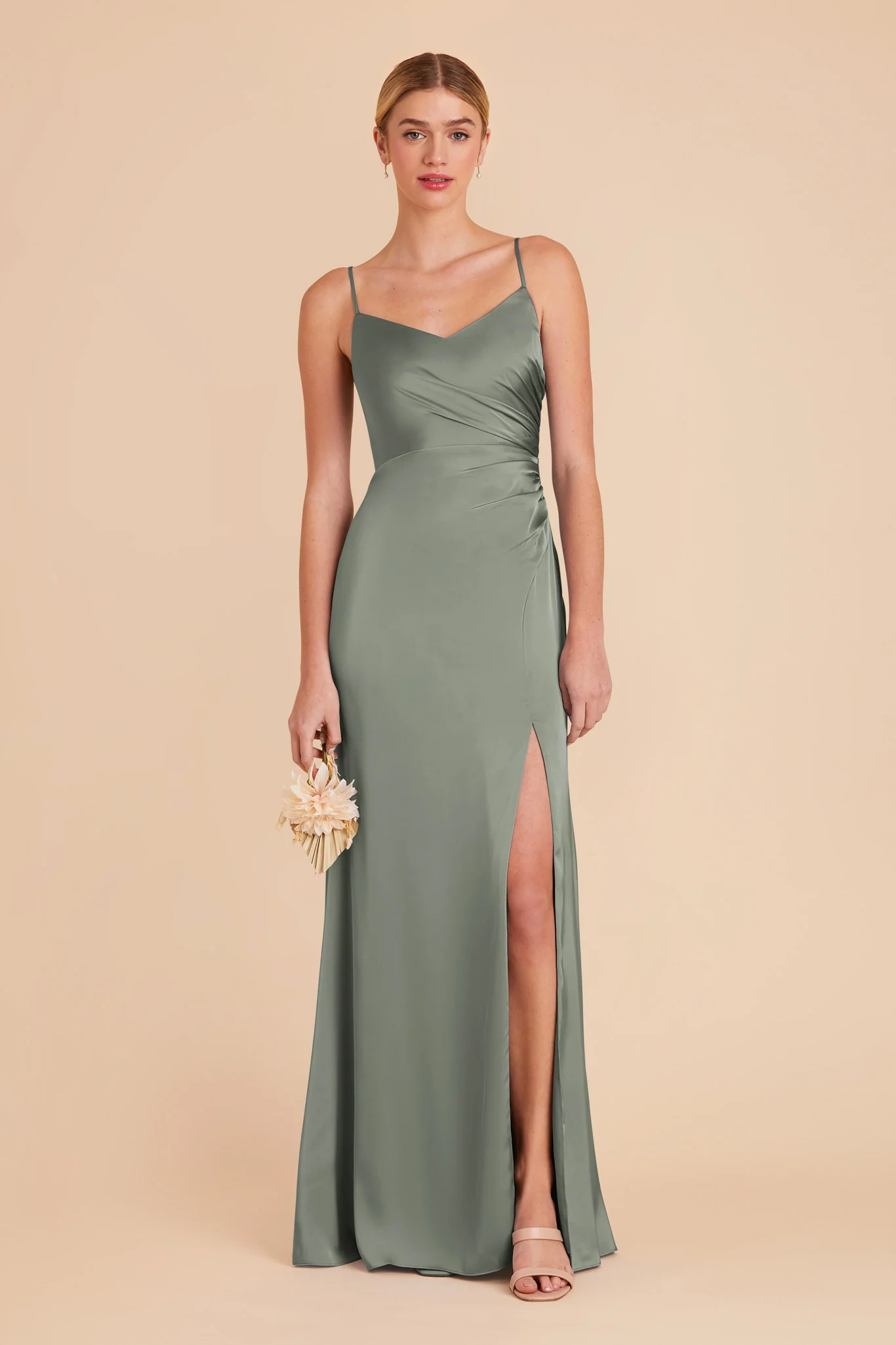 Catherine Matte Satin Dress - Sea Glass