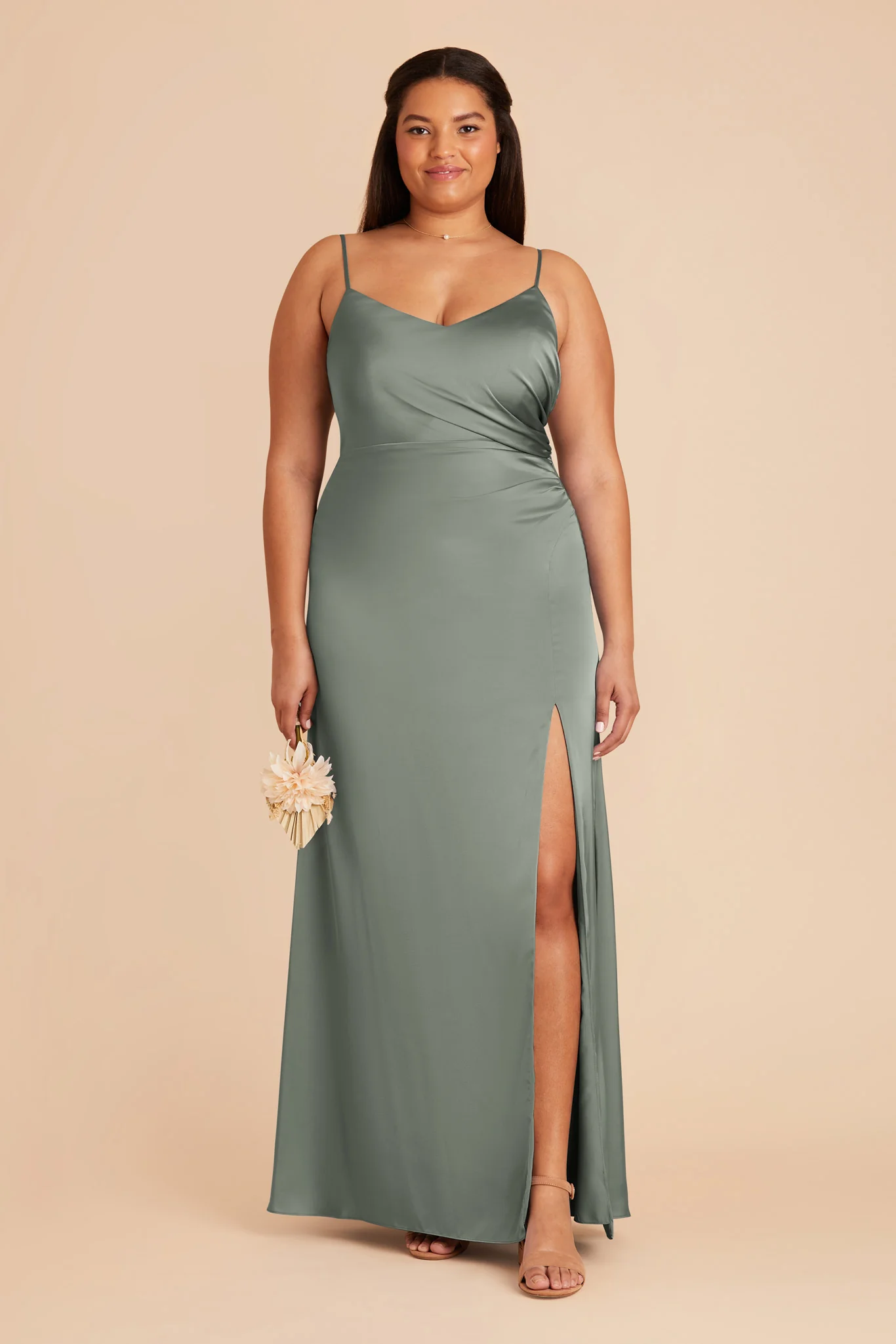 Catherine Matte Satin Dress - Sea Glass - Image 2