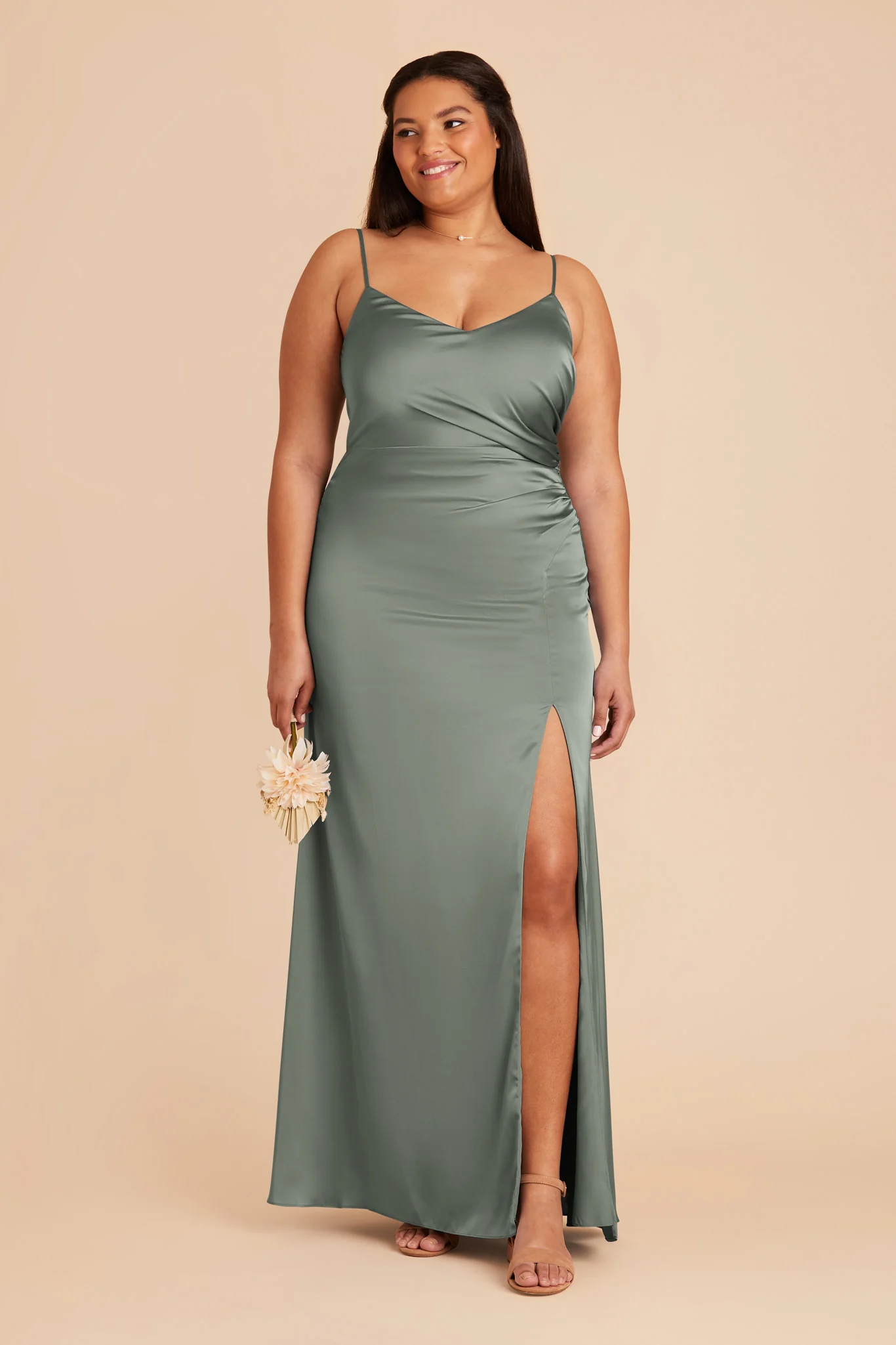 Catherine Matte Satin Dress - Sea Glass - Image 7