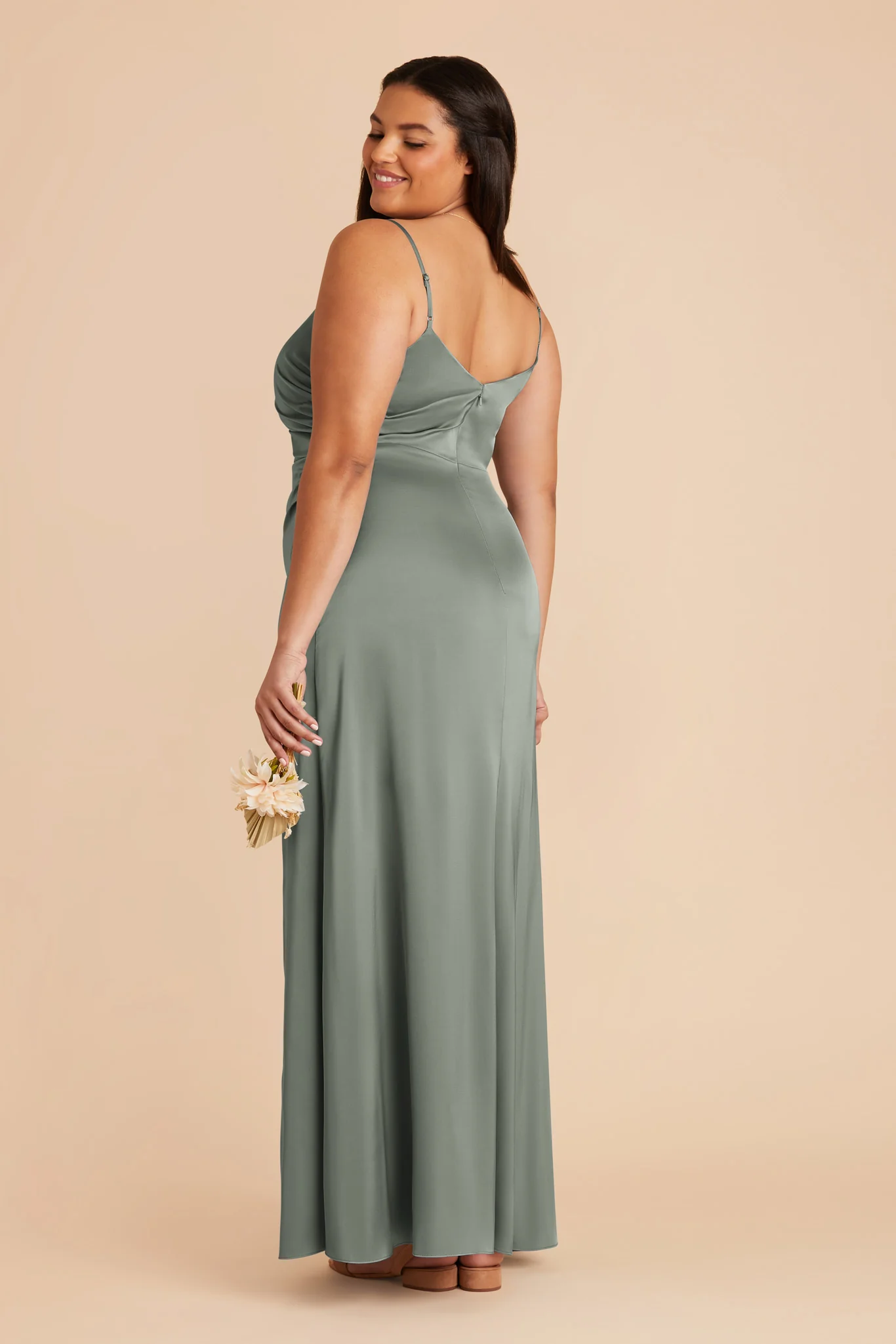 Catherine Matte Satin Dress - Sea Glass - Image 8