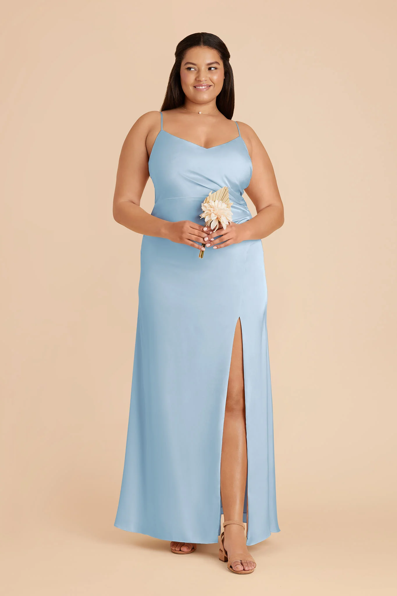 Catherine Matte Satin Dress - Sky Blue - Image 6