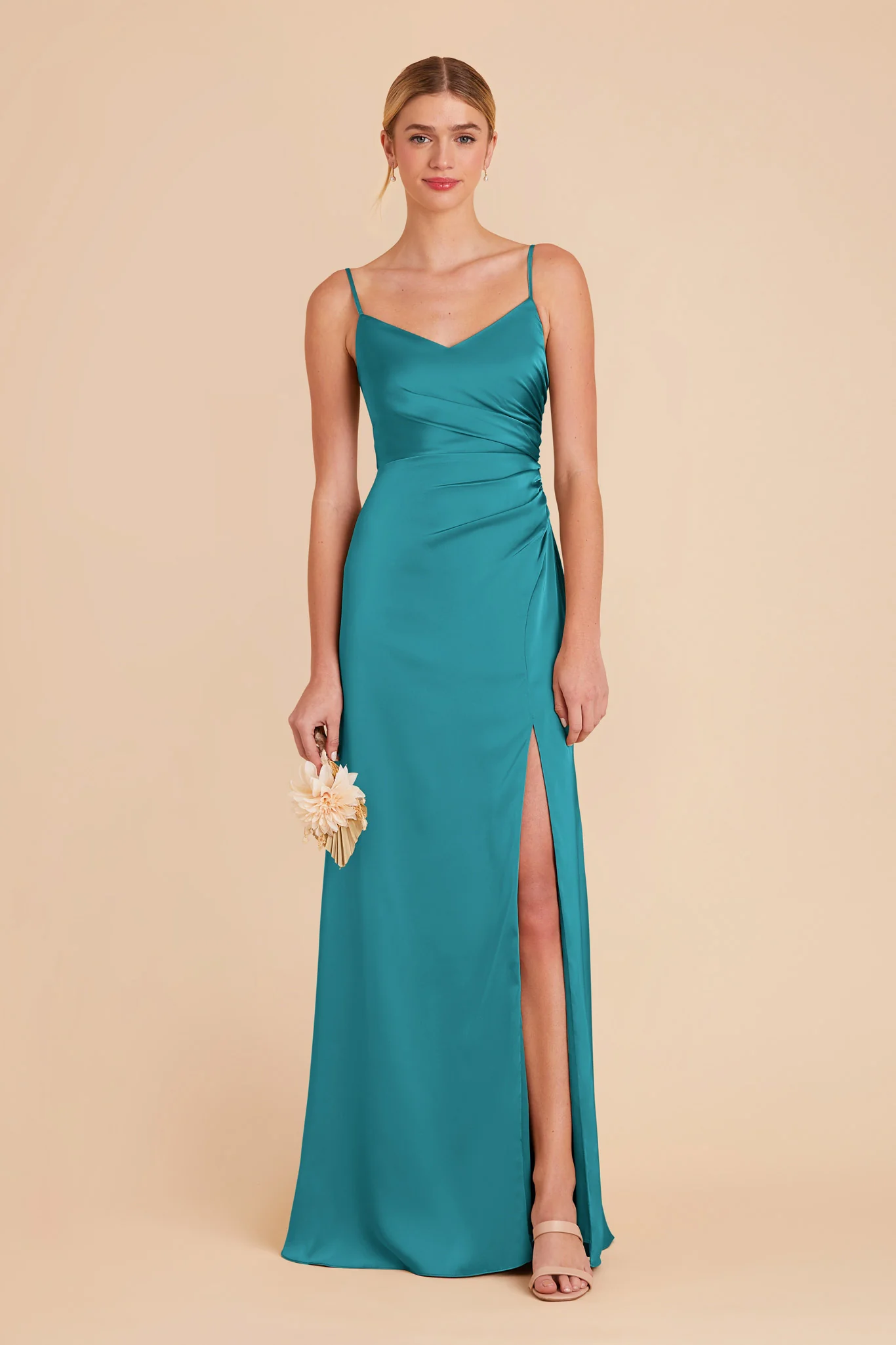 Catherine Matte Satin Dress - Teal - Image 3
