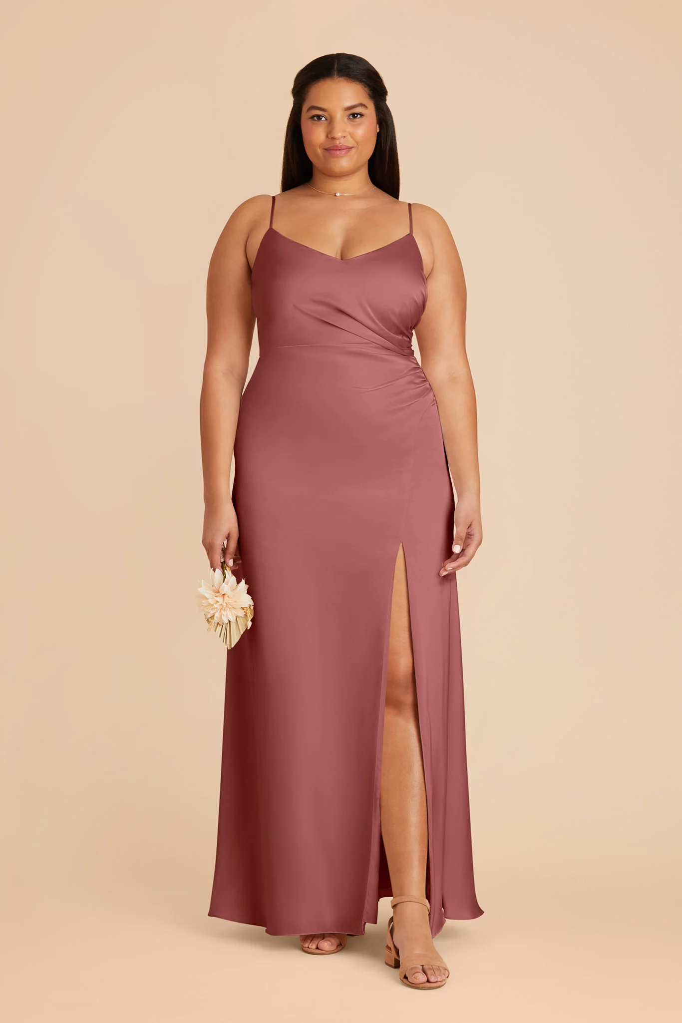 Catherine Matte Satin Dress - Wild Rose - Image 2