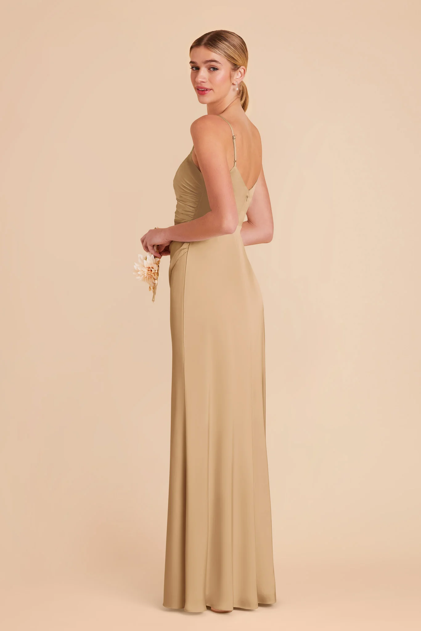 Catherine Matte Satin Dress - Yellow Gold - Image 4