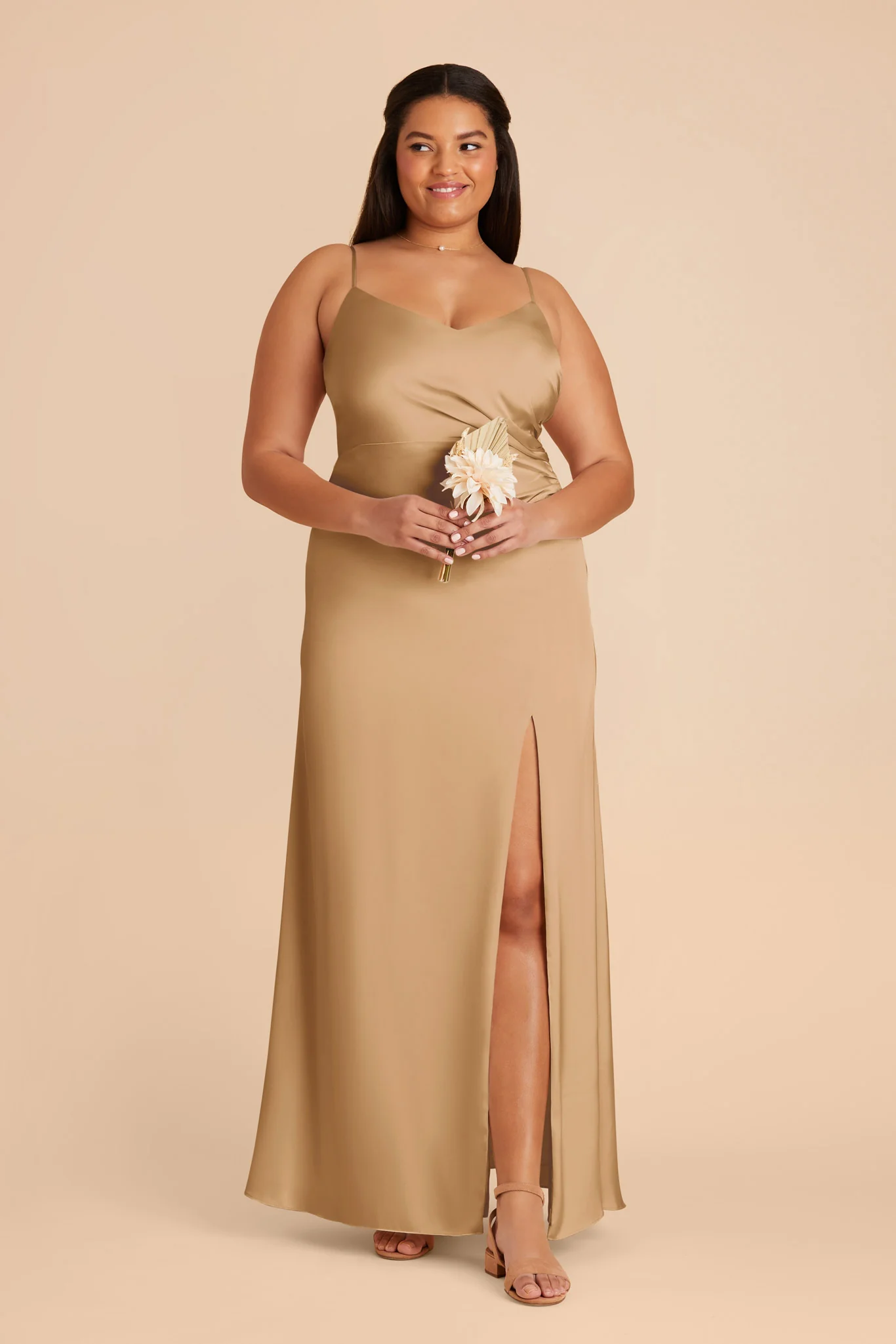 Catherine Matte Satin Dress - Yellow Gold - Image 7