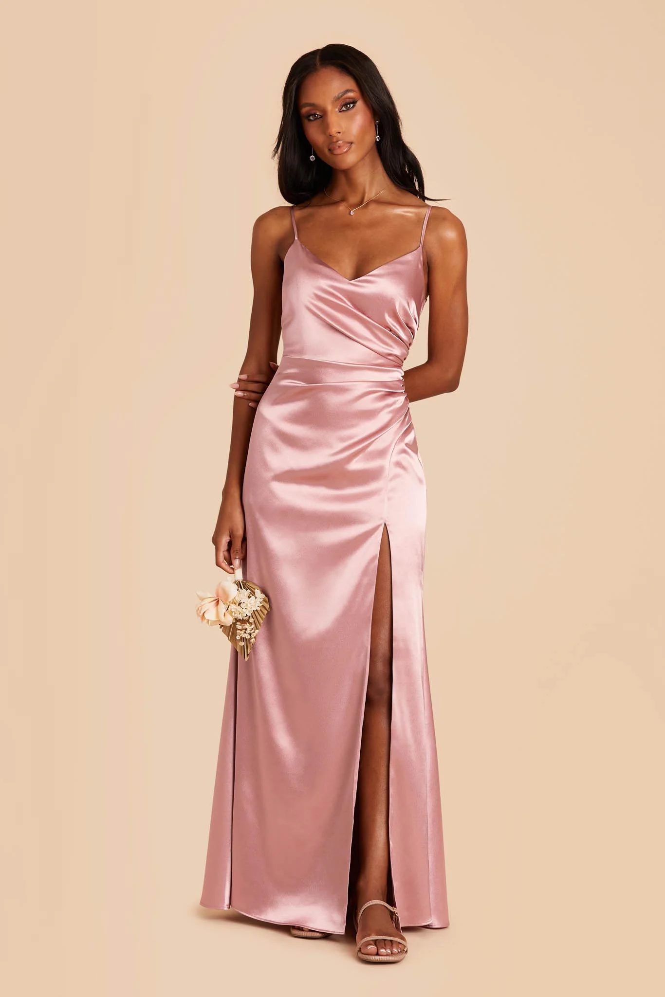 Catherine Shiny Satin Dress - English Rose