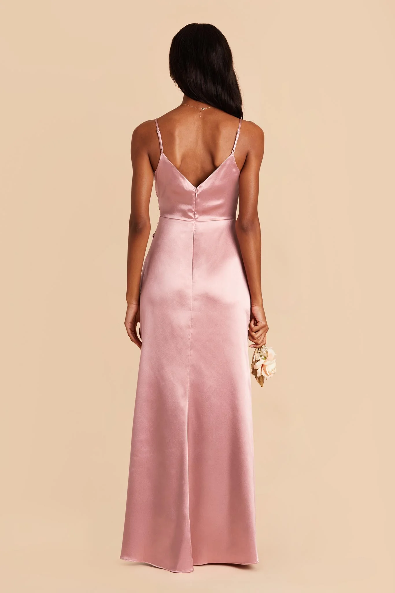 Catherine Shiny Satin Dress - English Rose - Image 5