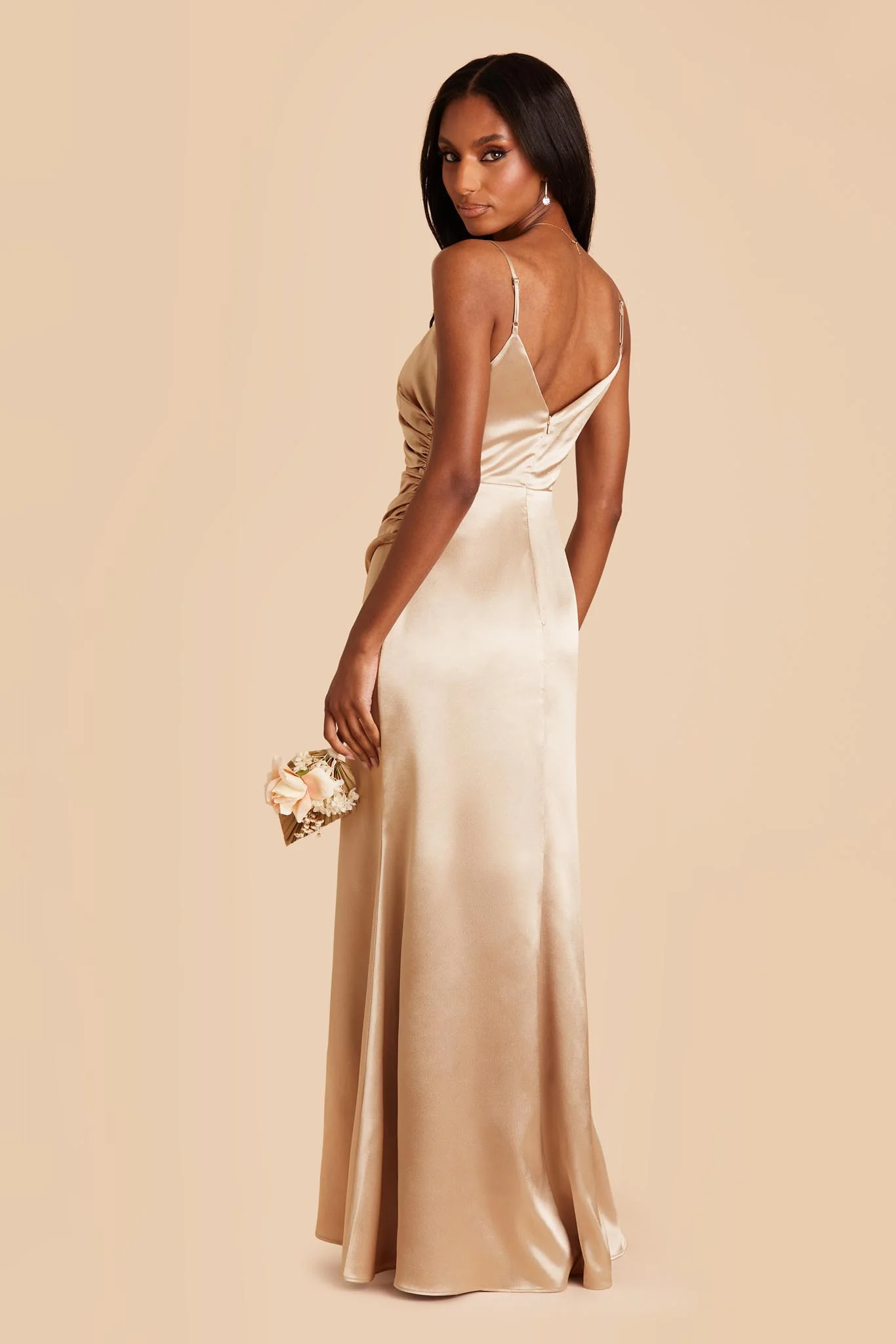 Catherine Shiny Satin Dress - Gold - Image 5