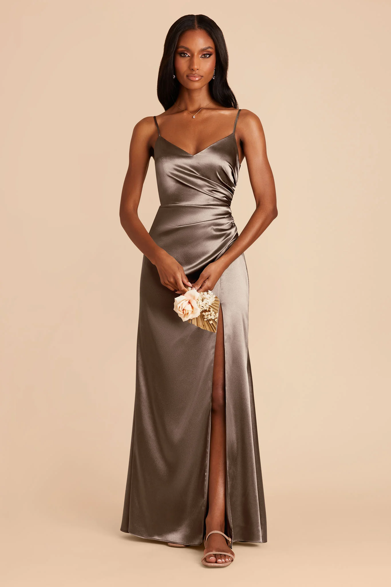 Catherine Shiny Satin Dress - Quartz
