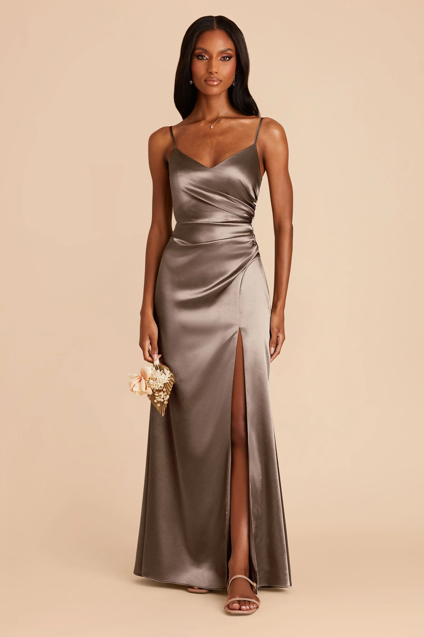 Catherine Shiny Satin Dress - Quartz - Image 2