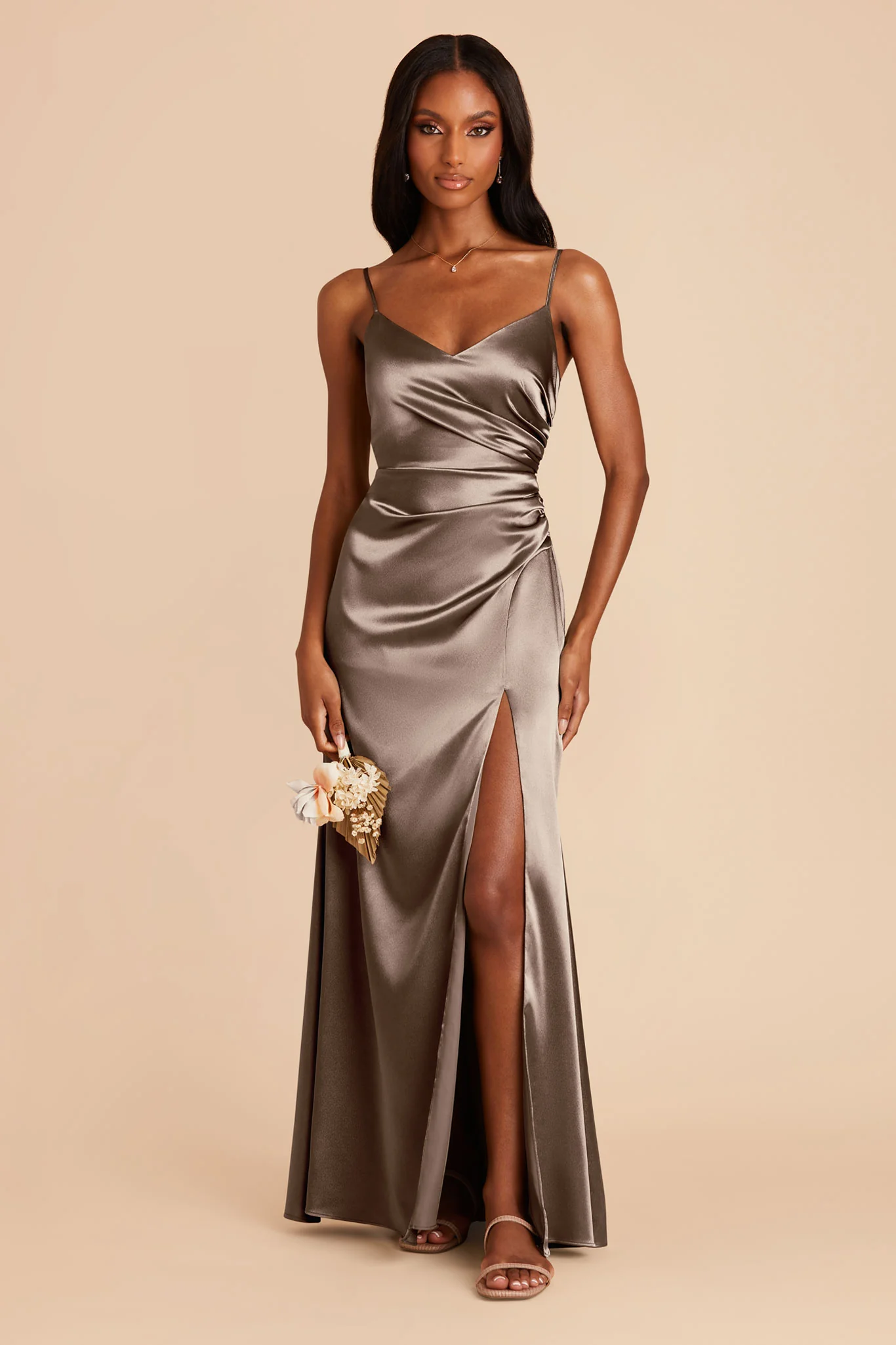 Catherine Shiny Satin Dress - Quartz - Image 3