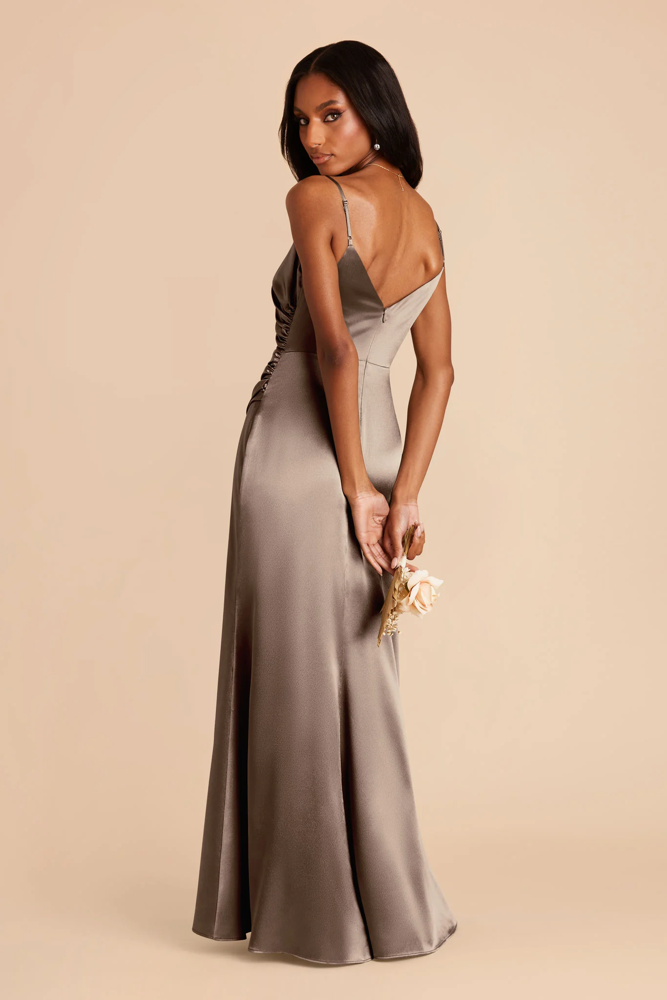 Catherine Shiny Satin Dress - Quartz - Image 4