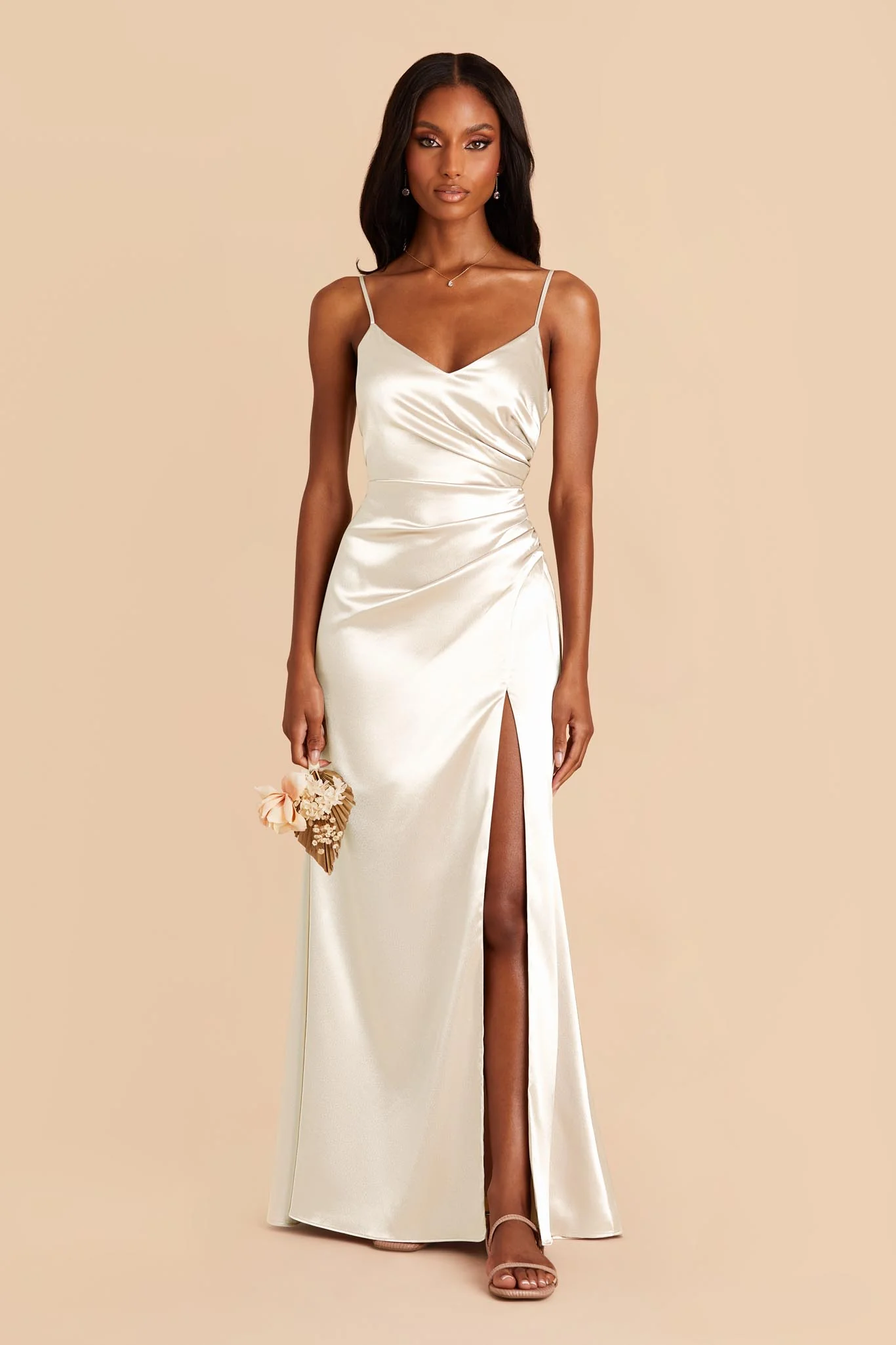 Catherine Shiny Satin Dress - White - Image 2