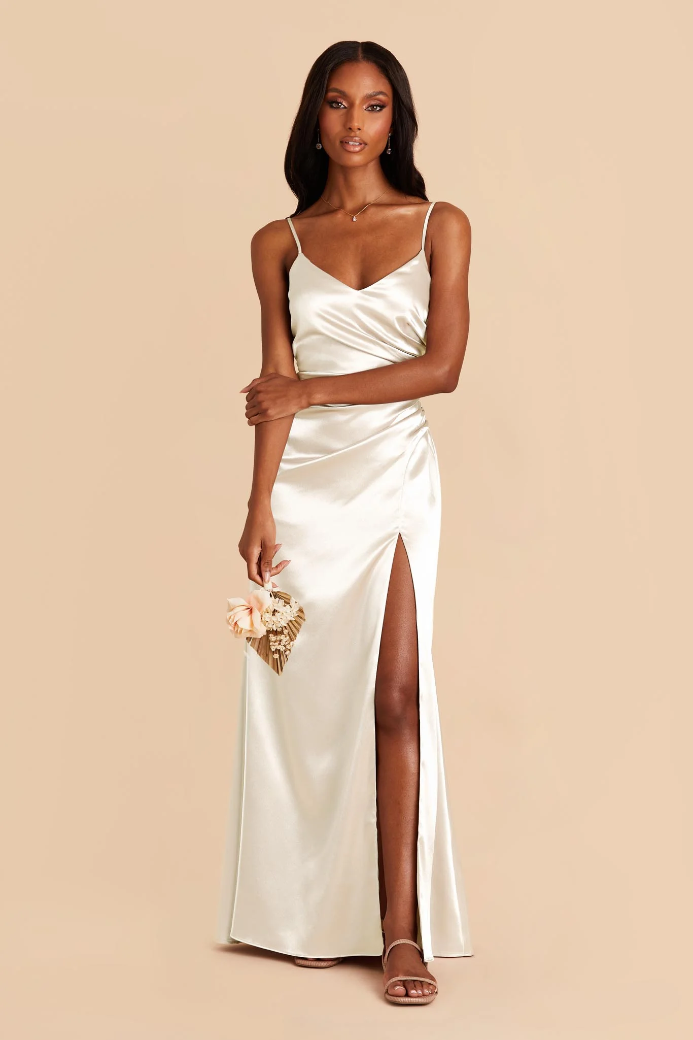 Catherine Shiny Satin Dress - White - Image 3