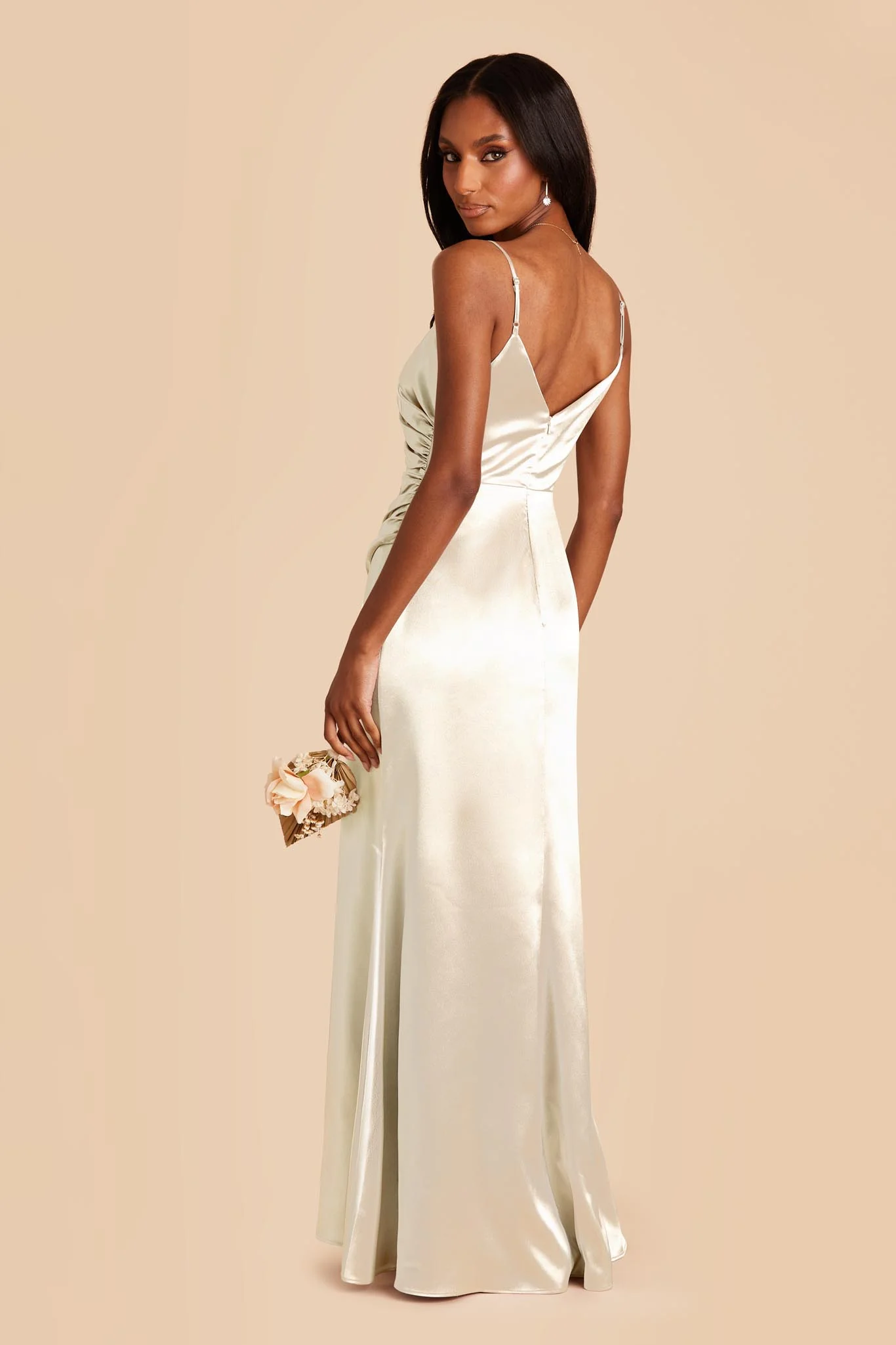Catherine Shiny Satin Dress - White - Image 4