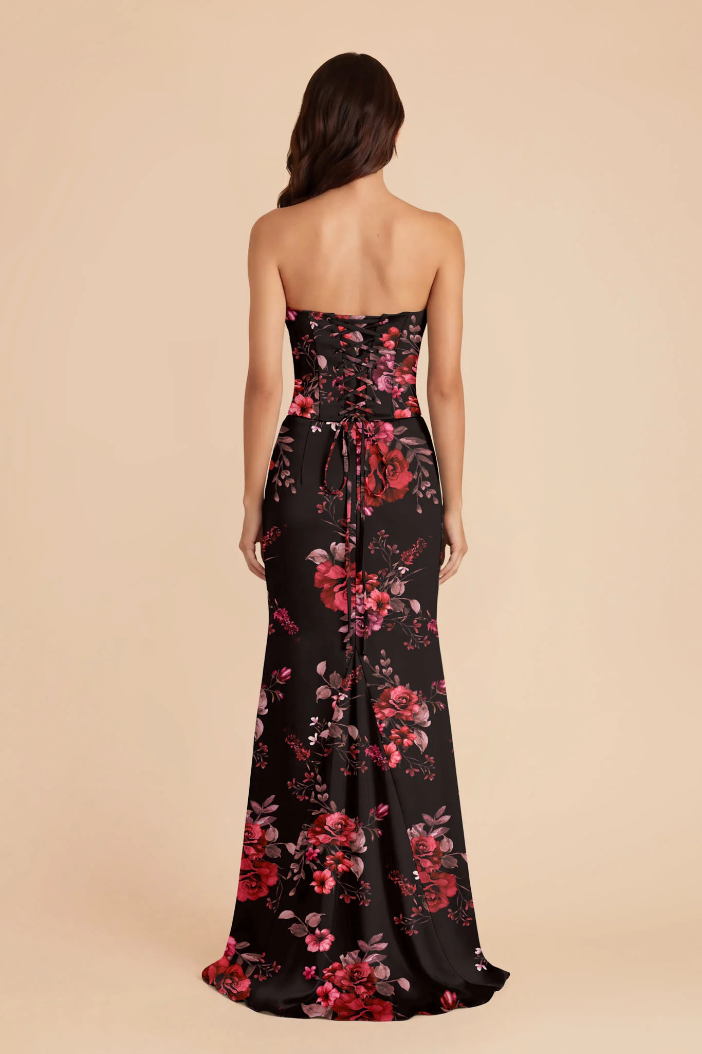 Cher Matte Satin Set - Black Fleurs D'amour - Image 3