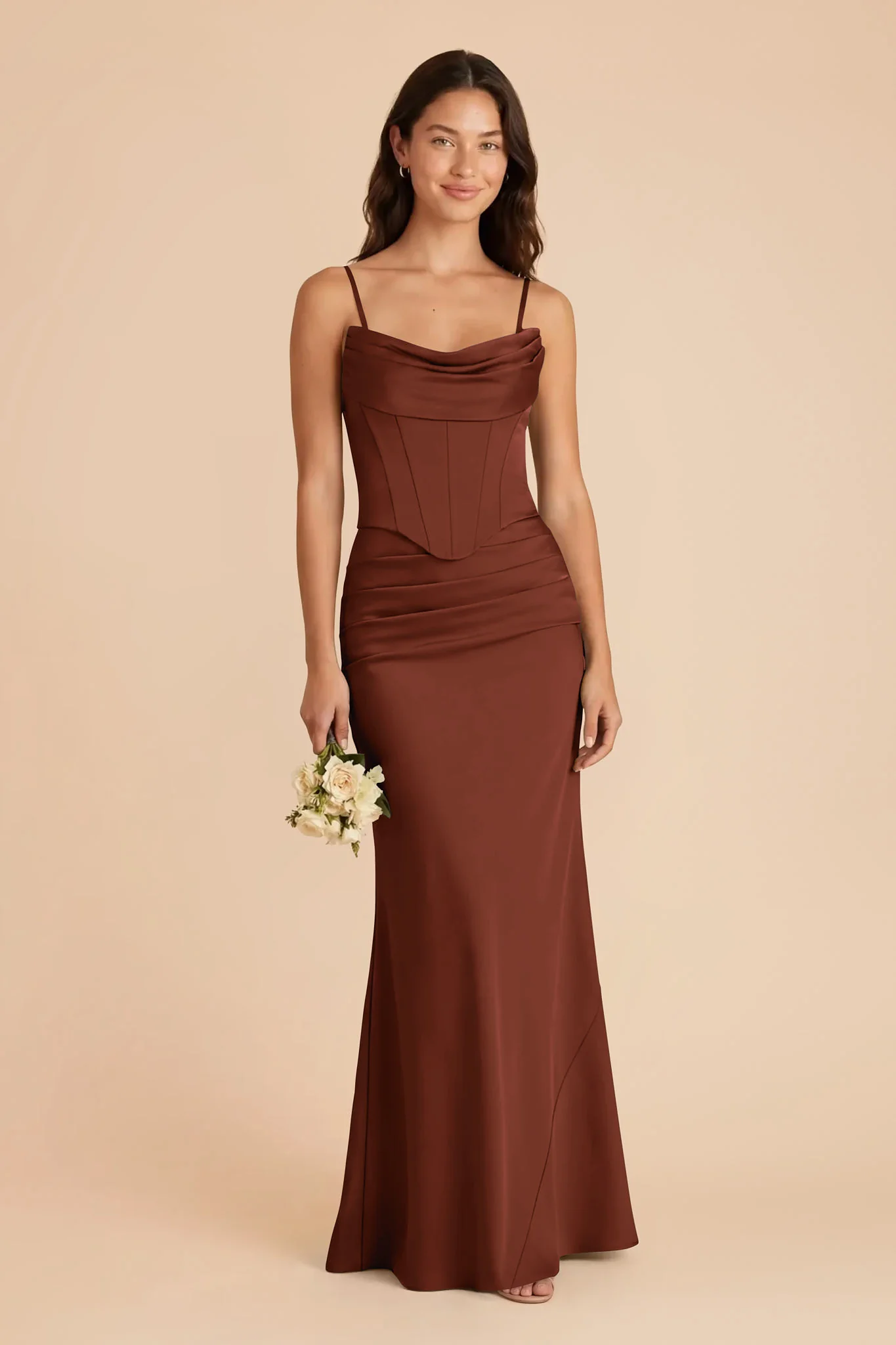 Cher Matte Satin Set - Cognac - Image 2