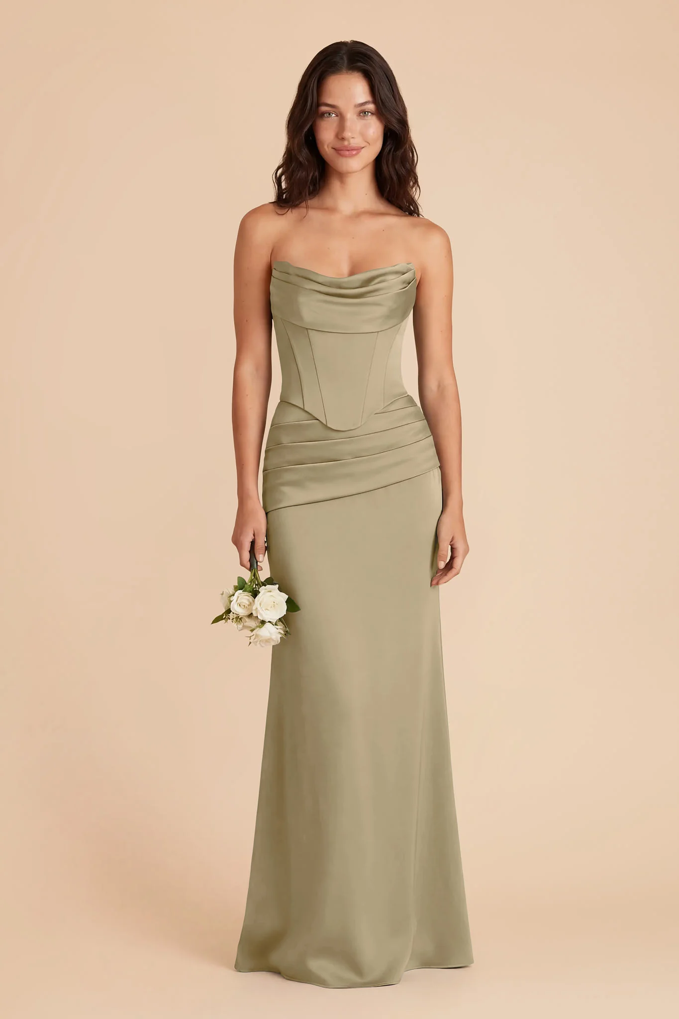 Cher Matte Satin Set - Moss Green