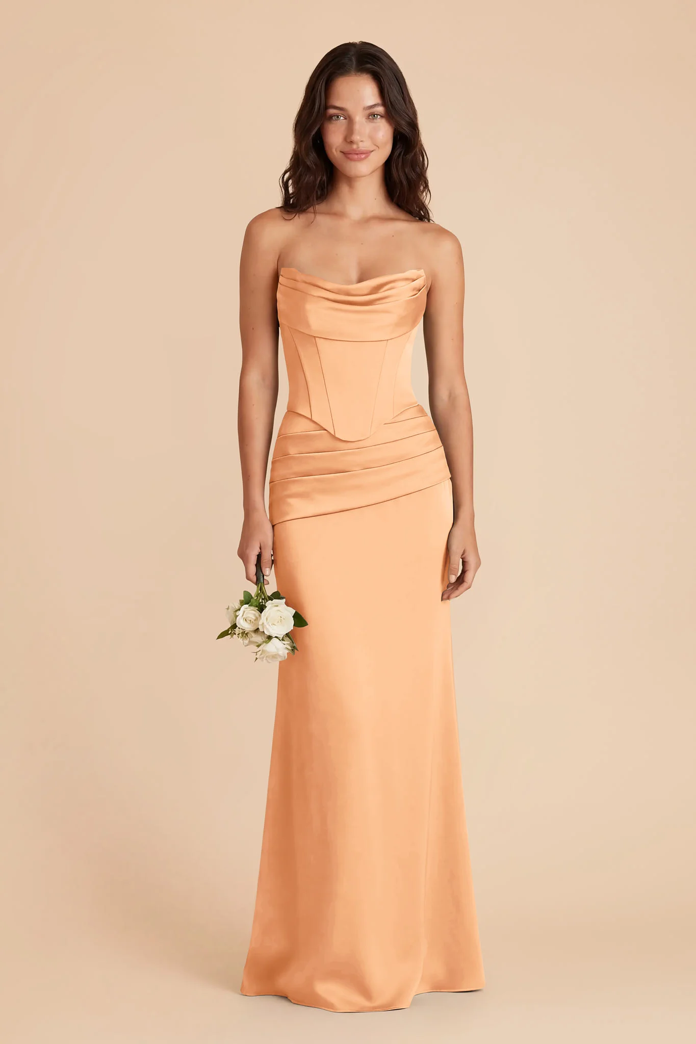 Cher Matte Satin Set - Peach