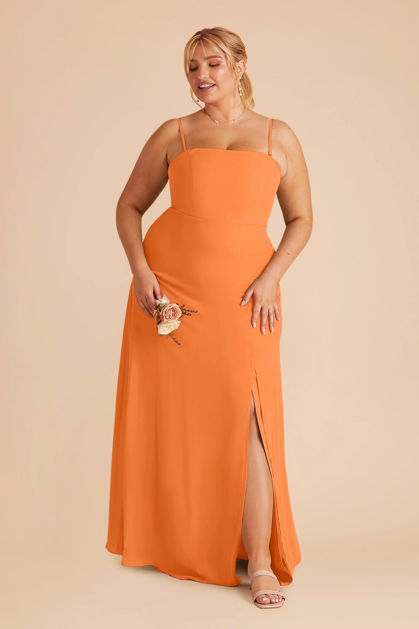 Chris Chiffon Dress - Apricot - Image 2