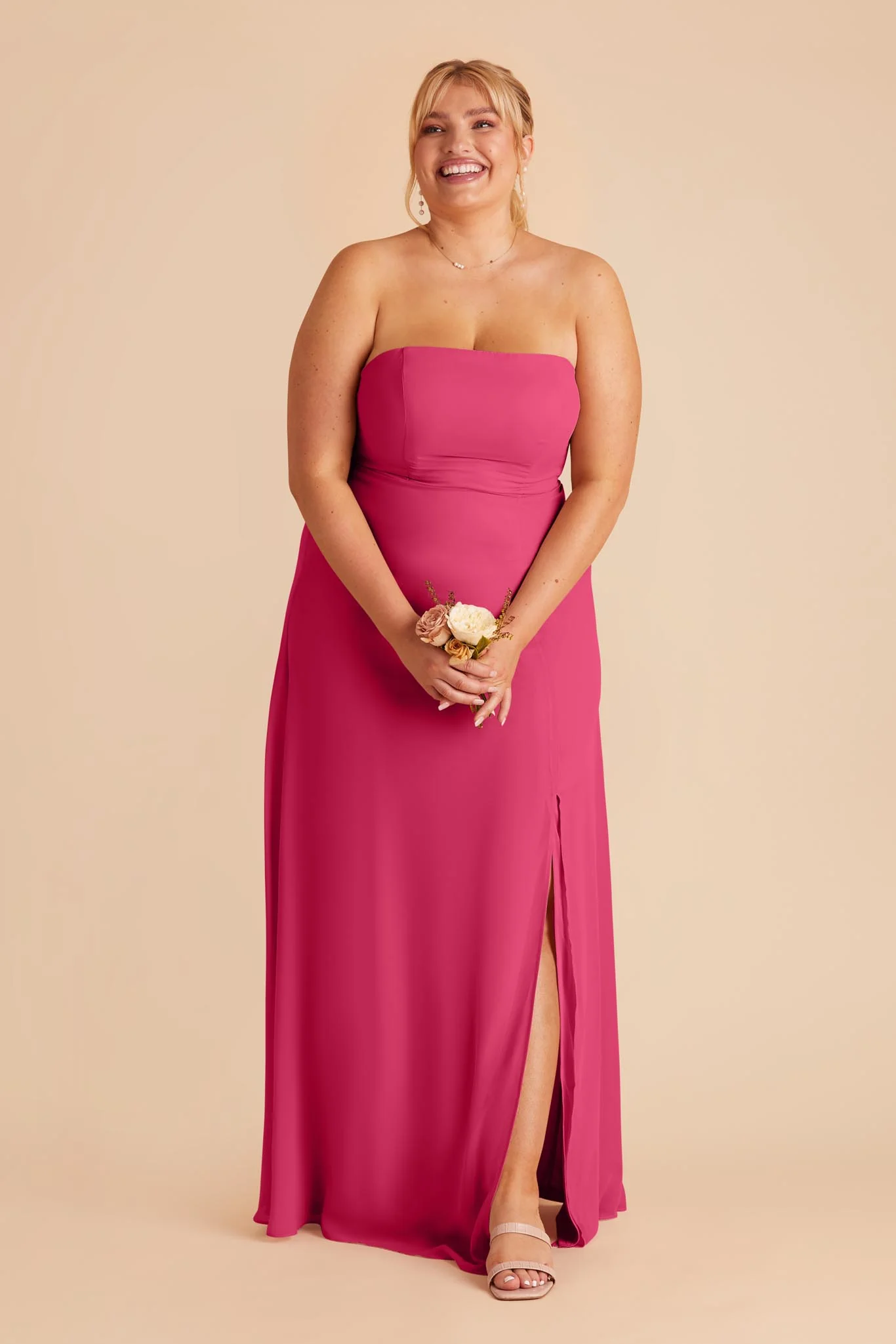 Chris Chiffon Dress - Fuchsia - Image 2