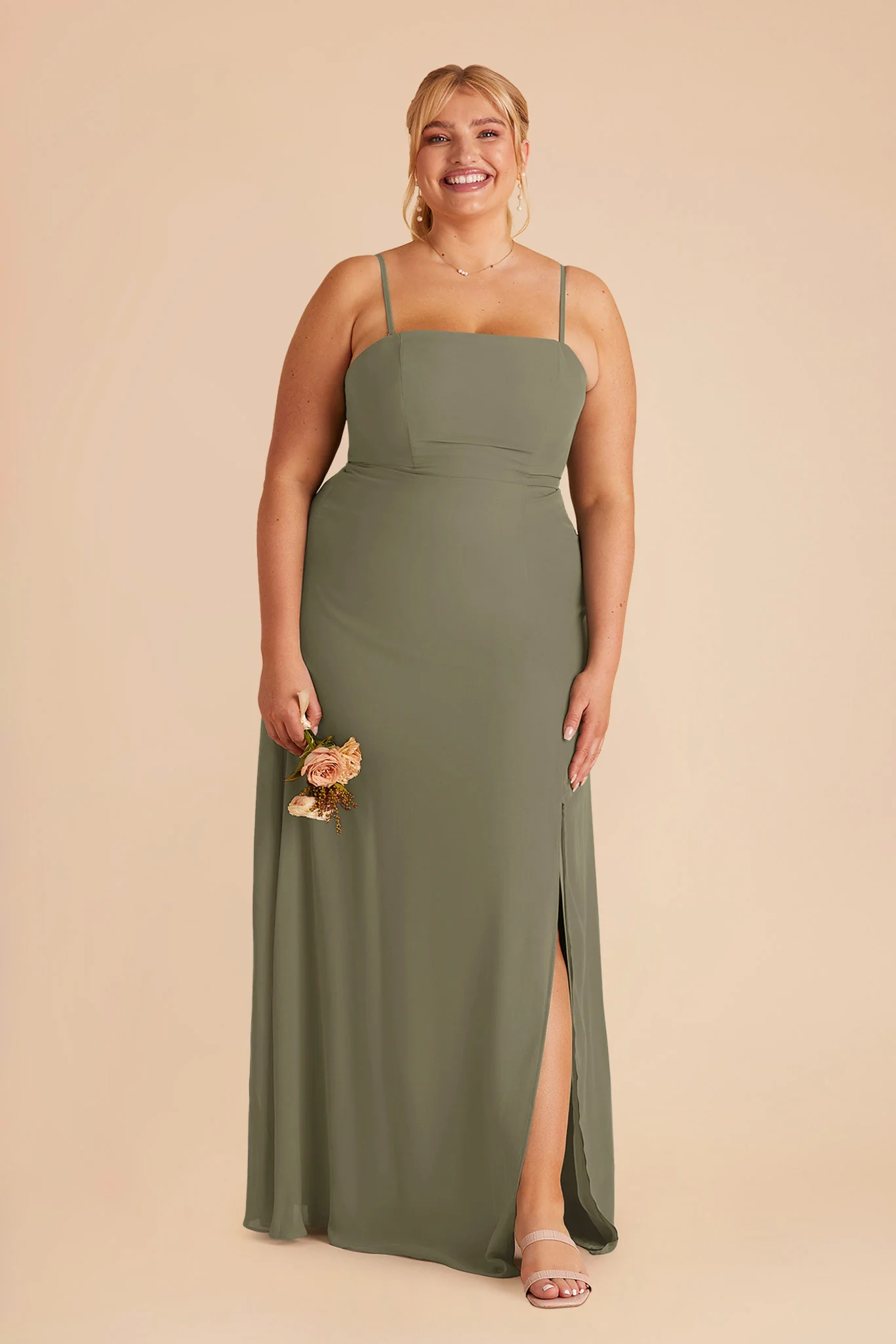 Chris Chiffon Dress - Thyme - Image 2