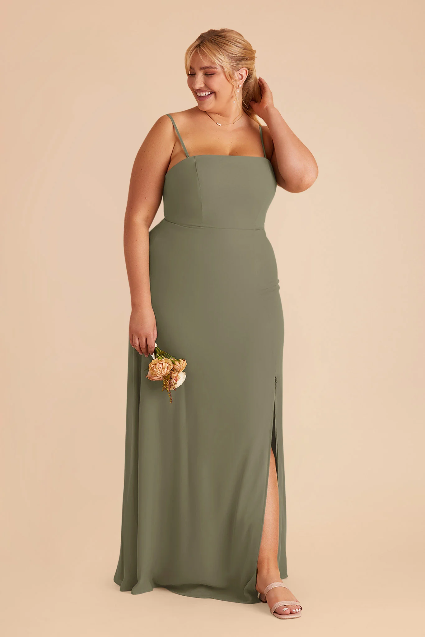 Chris Chiffon Dress - Thyme - Image 8