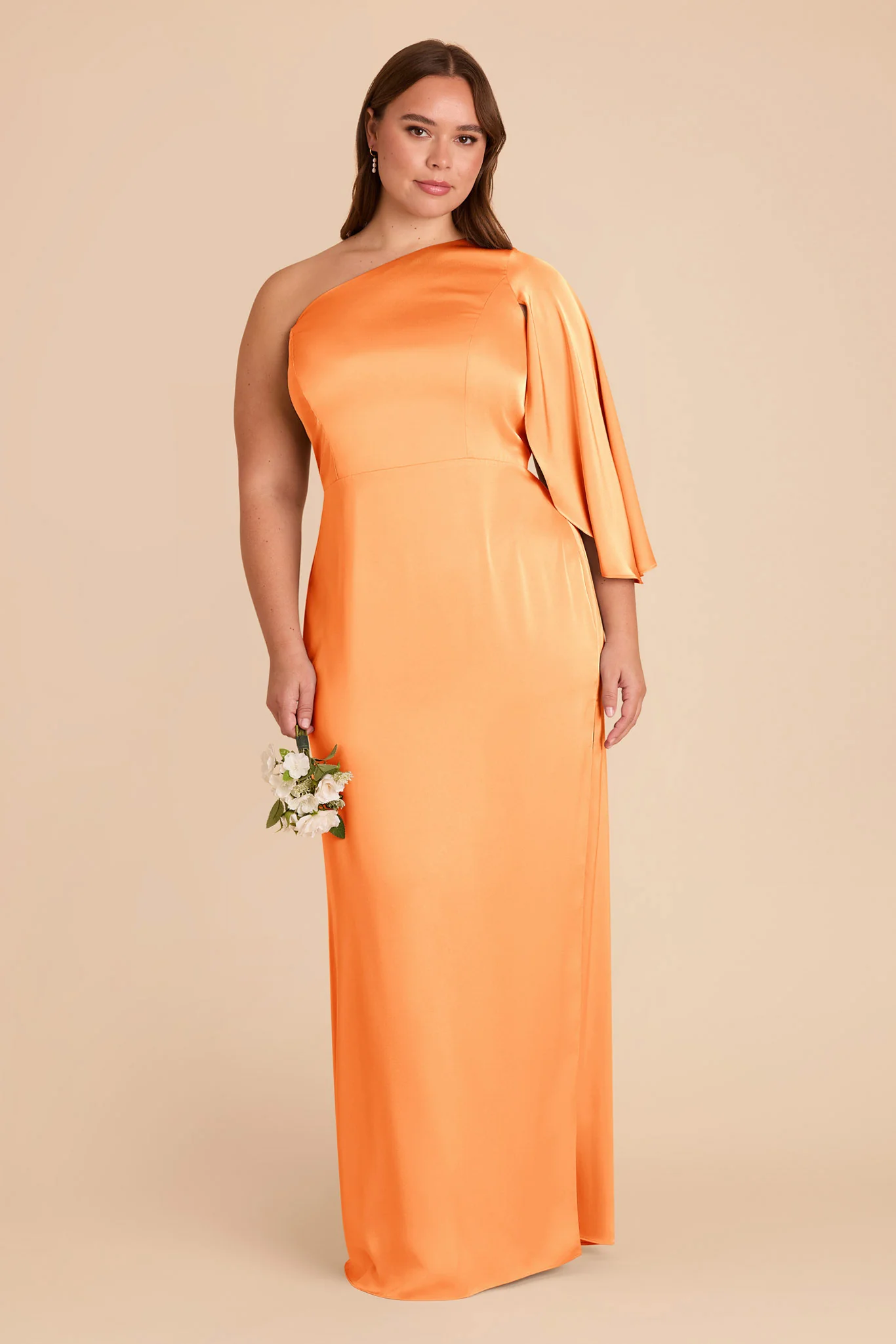 Christine Matte Satin Dress - Apricot - Image 2