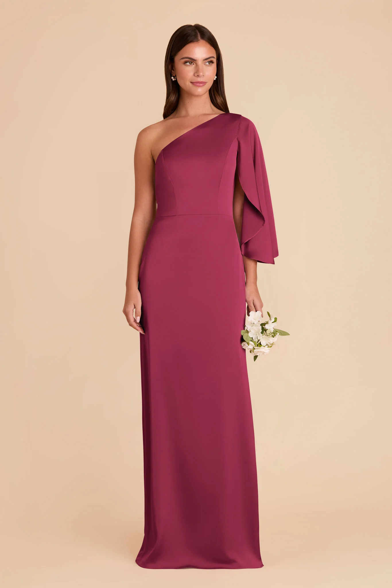 Christine Matte Satin Dress - Berry - Image 3