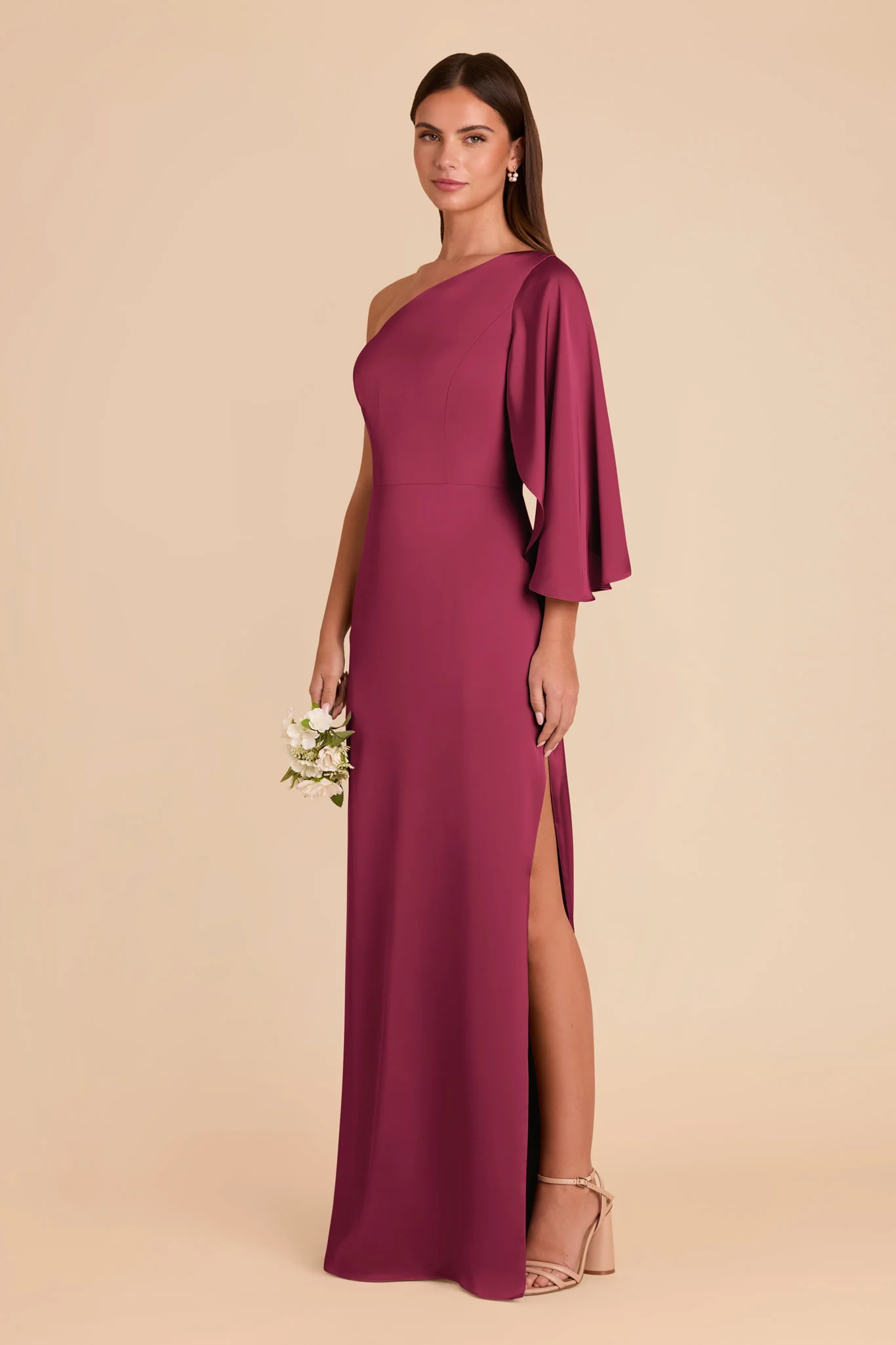 Christine Matte Satin Dress - Berry - Image 4