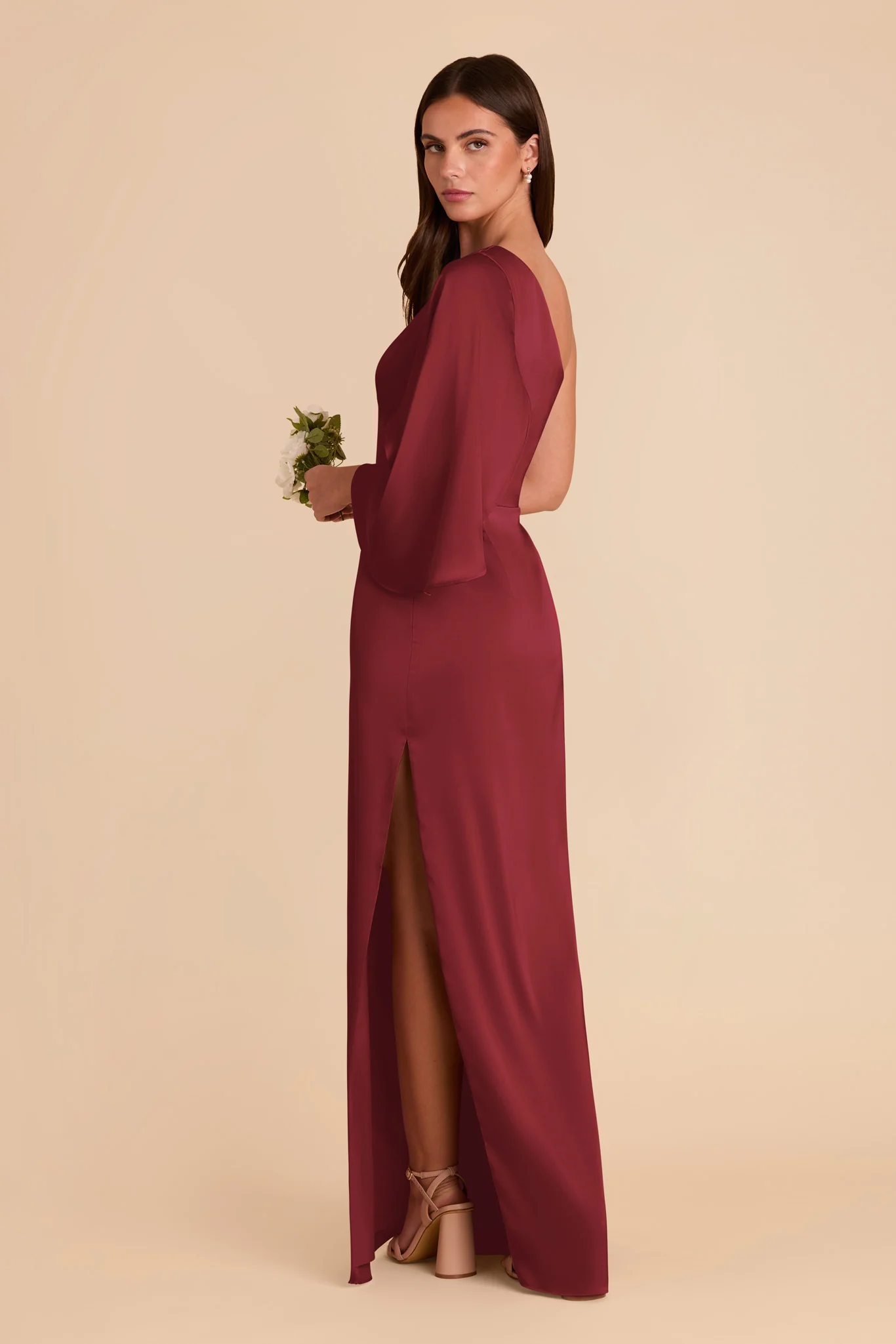 Christine Matte Satin Dress - Burgundy - Image 5