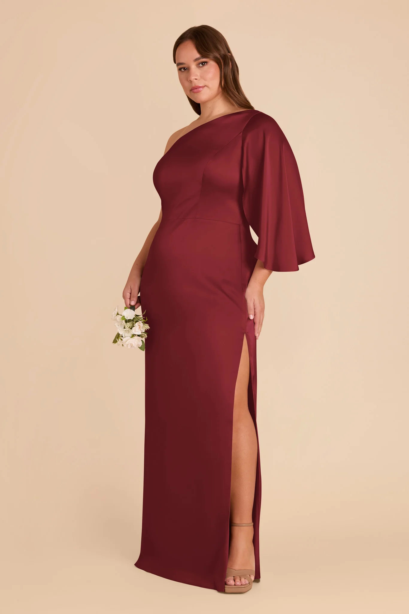 Christine Matte Satin Dress - Burgundy - Image 8