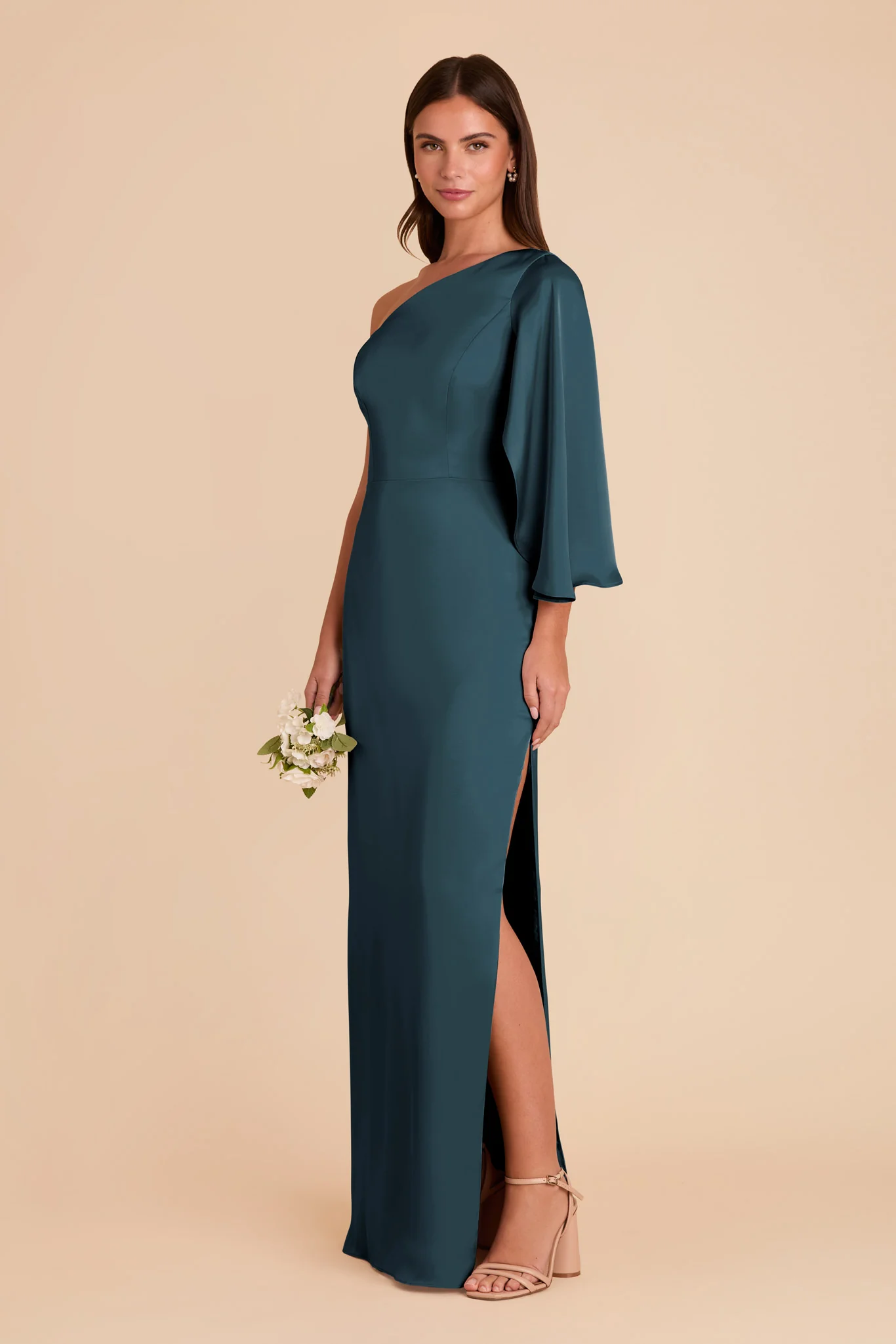 Christine Matte Satin Dress - Dark Teal - Image 4