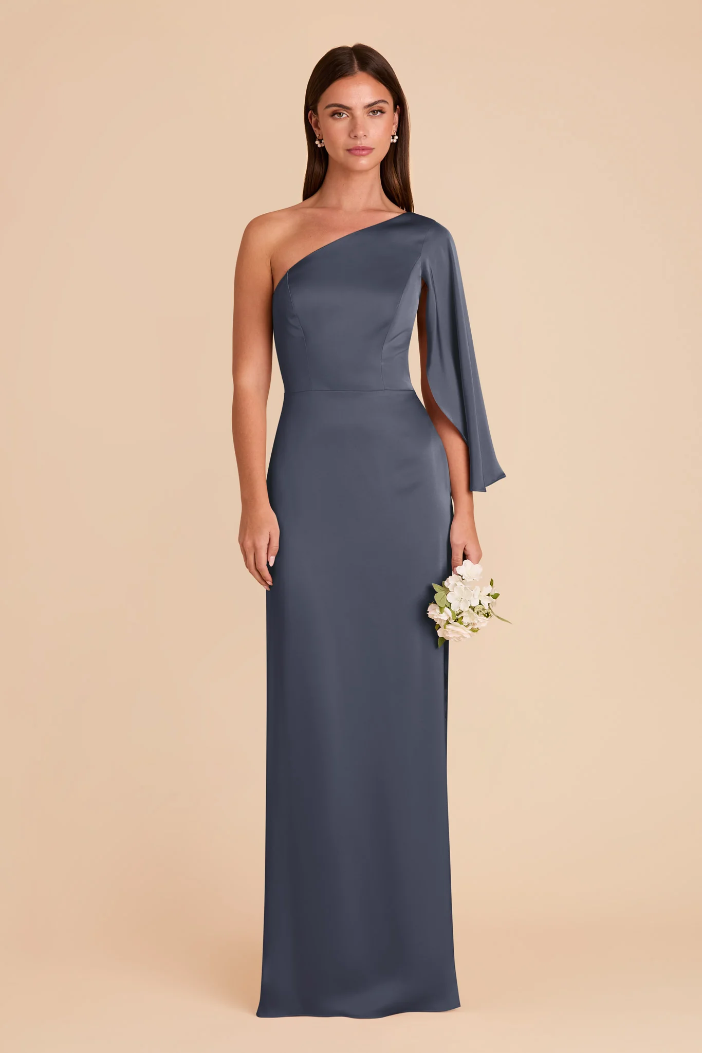 Christine Matte Satin Dress - Dusk Blue