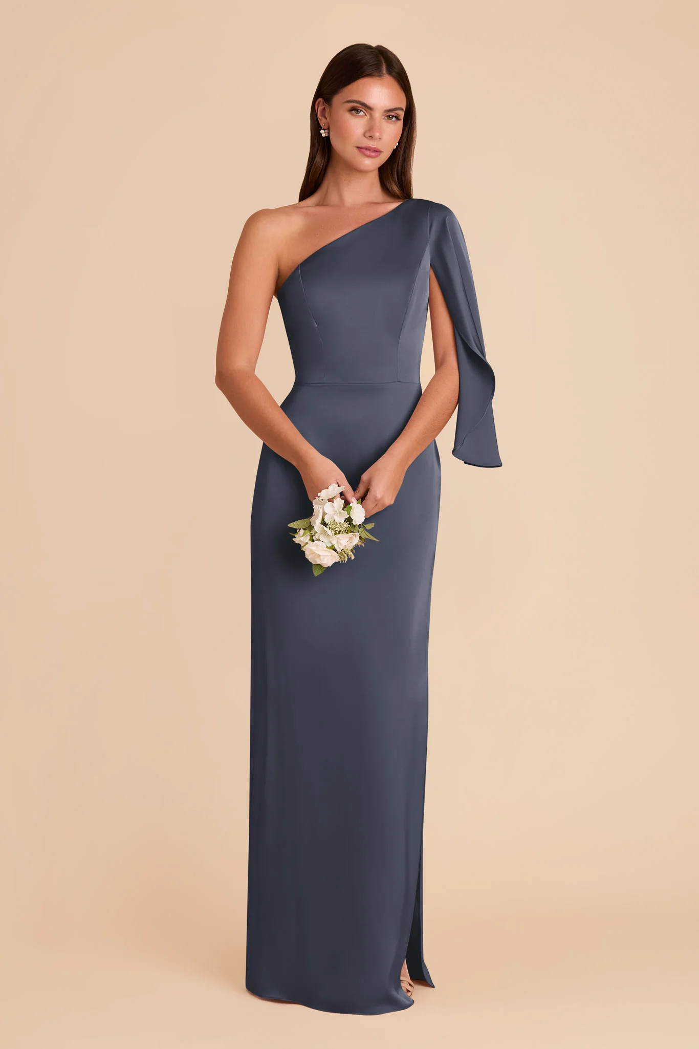 Christine Matte Satin Dress - Dusk Blue - Image 3