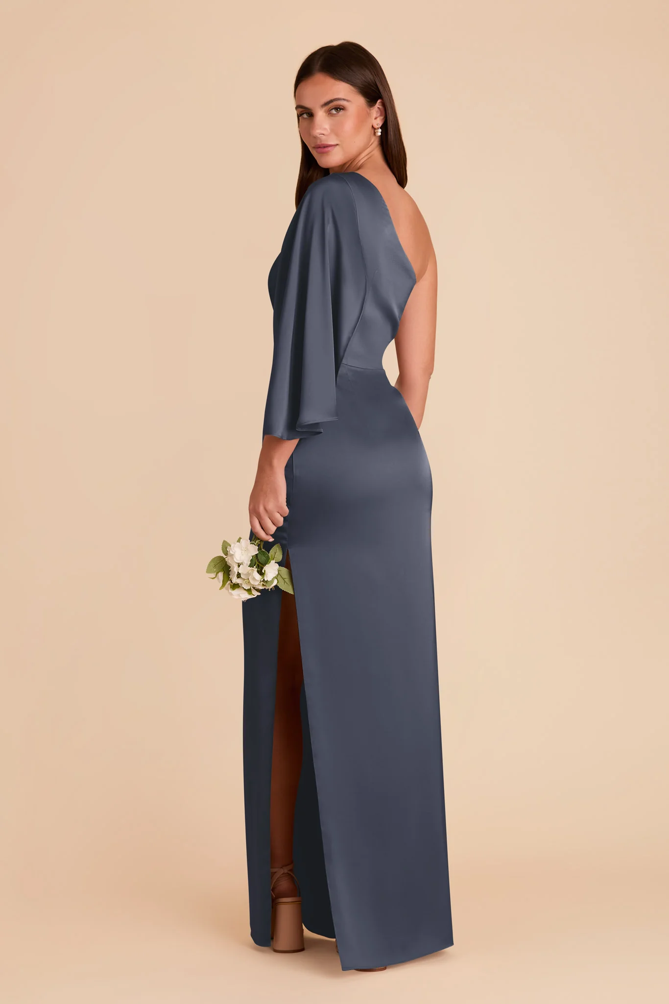 Christine Matte Satin Dress - Dusk Blue - Image 5