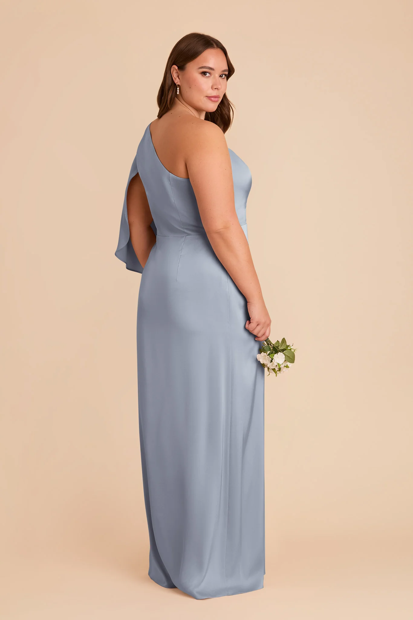 Christine Matte Satin Dress - Dusty Blue - Image 10
